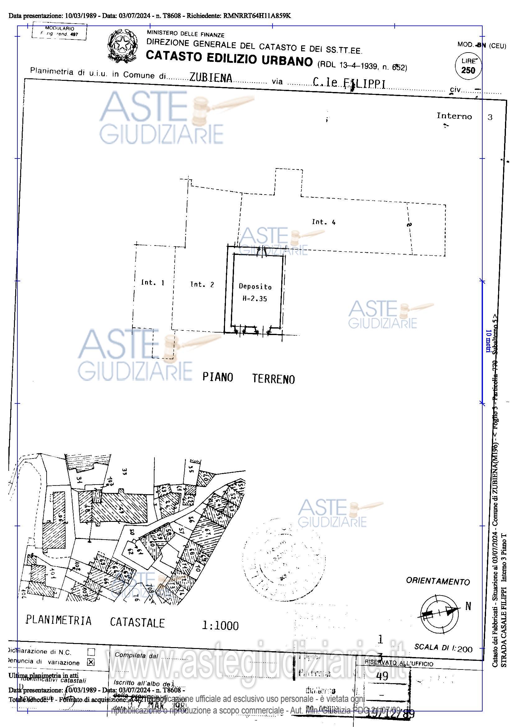 Planimetria del bene