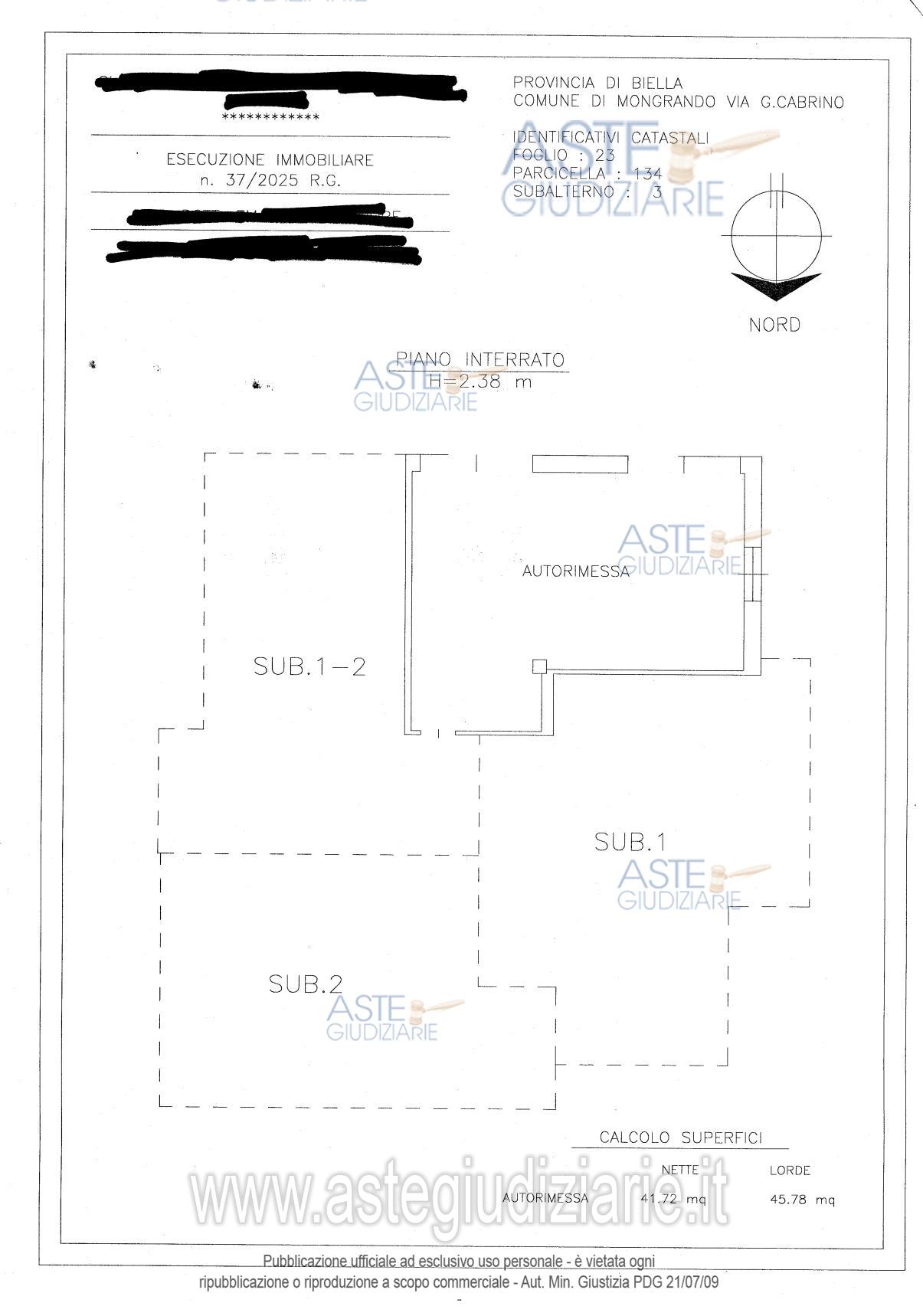Planimetria del bene