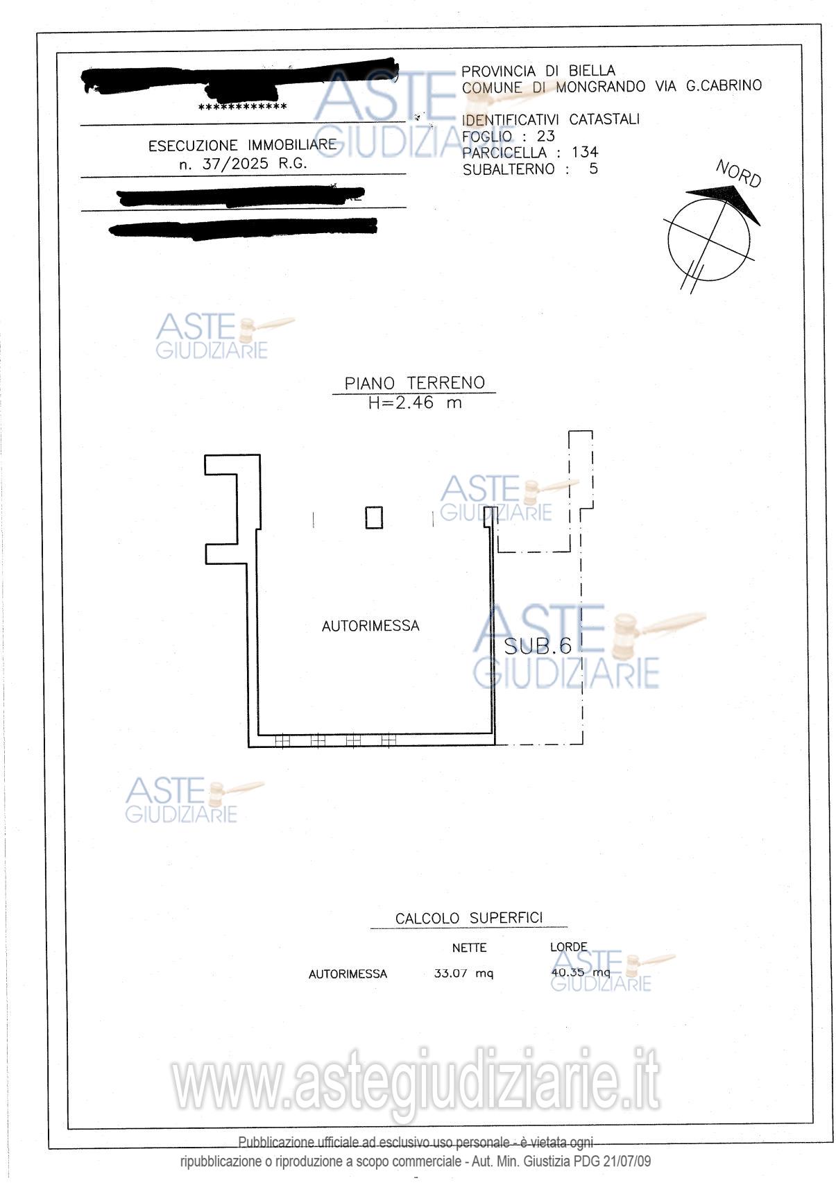 Planimetria del bene