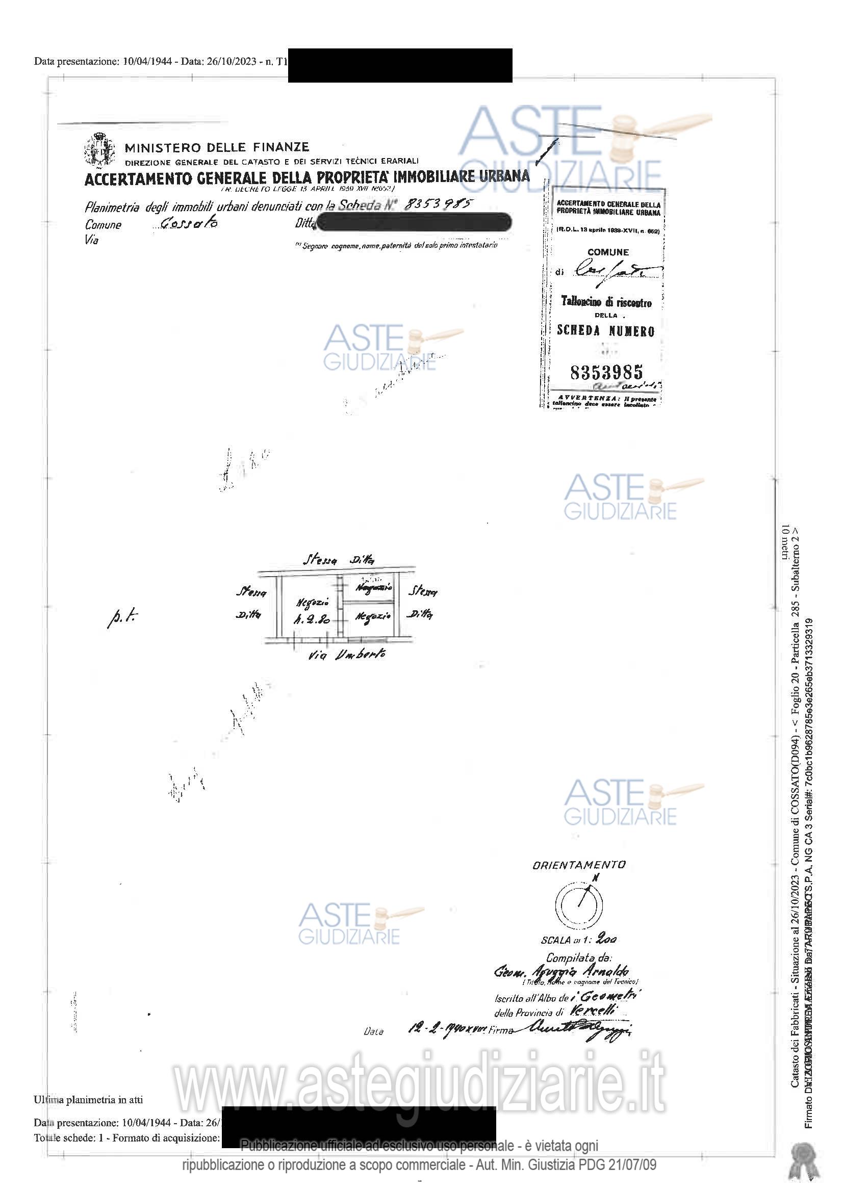 Planimetria del bene