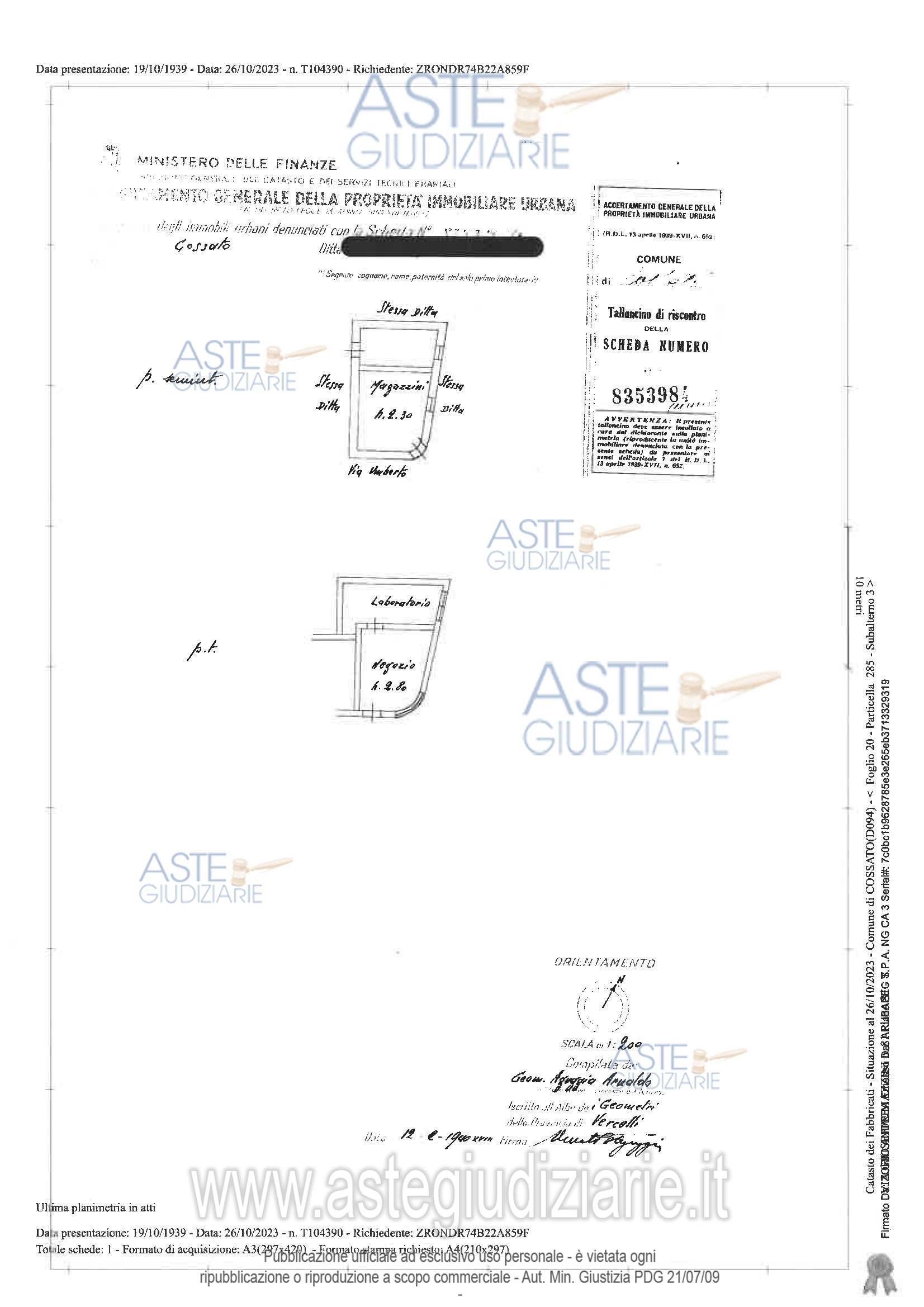 Planimetria del bene