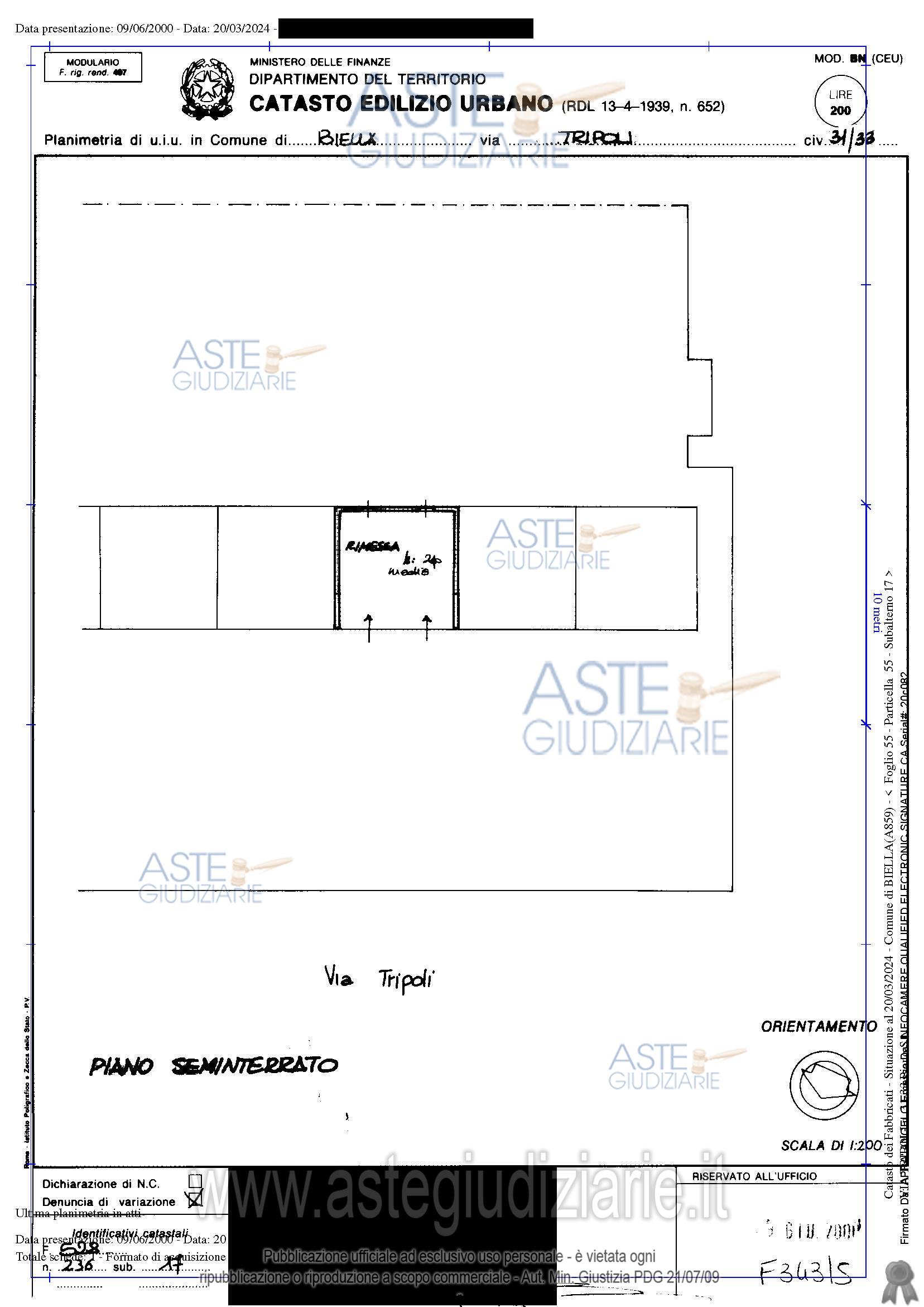 Planimetria del bene