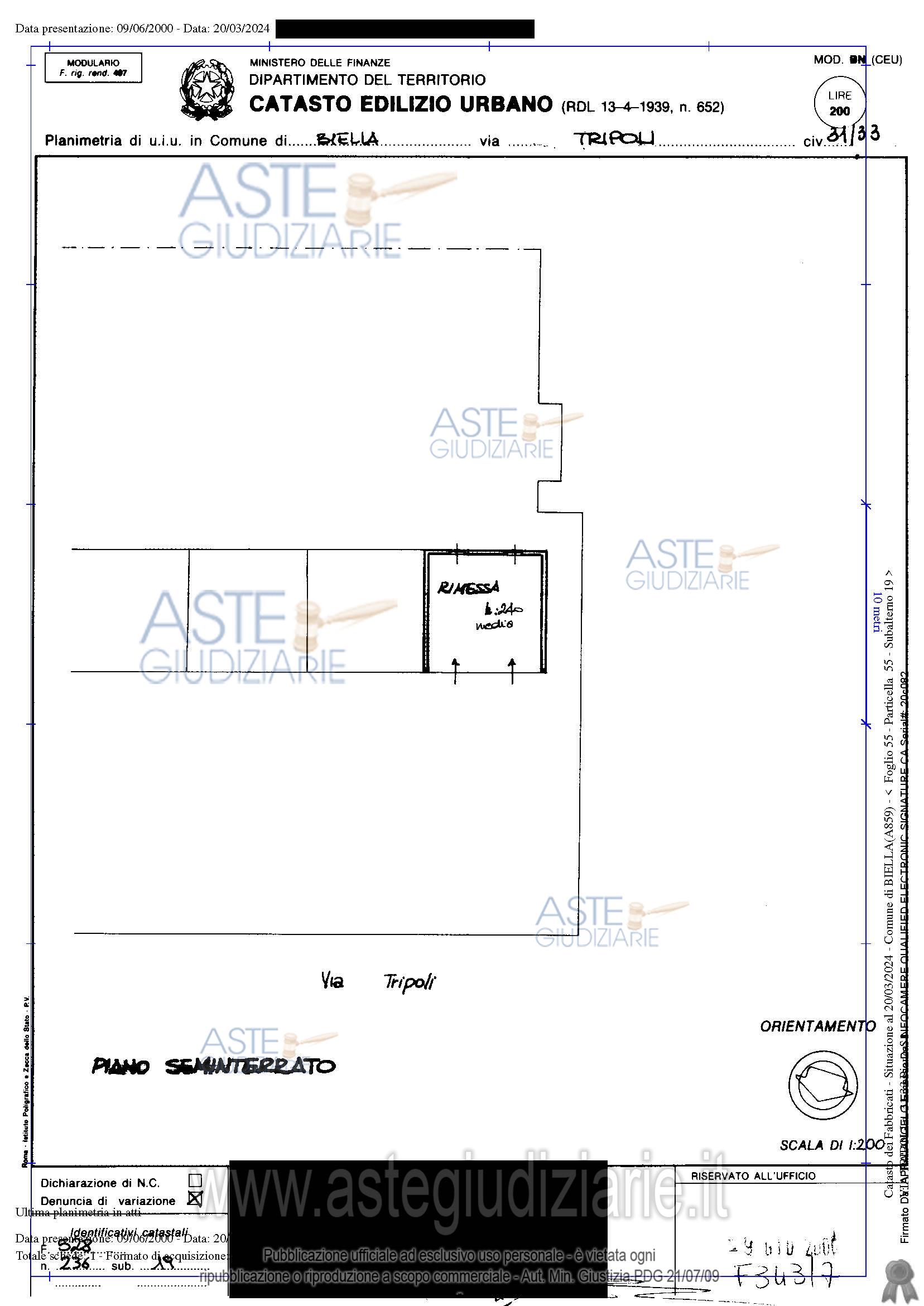 Planimetria del bene
