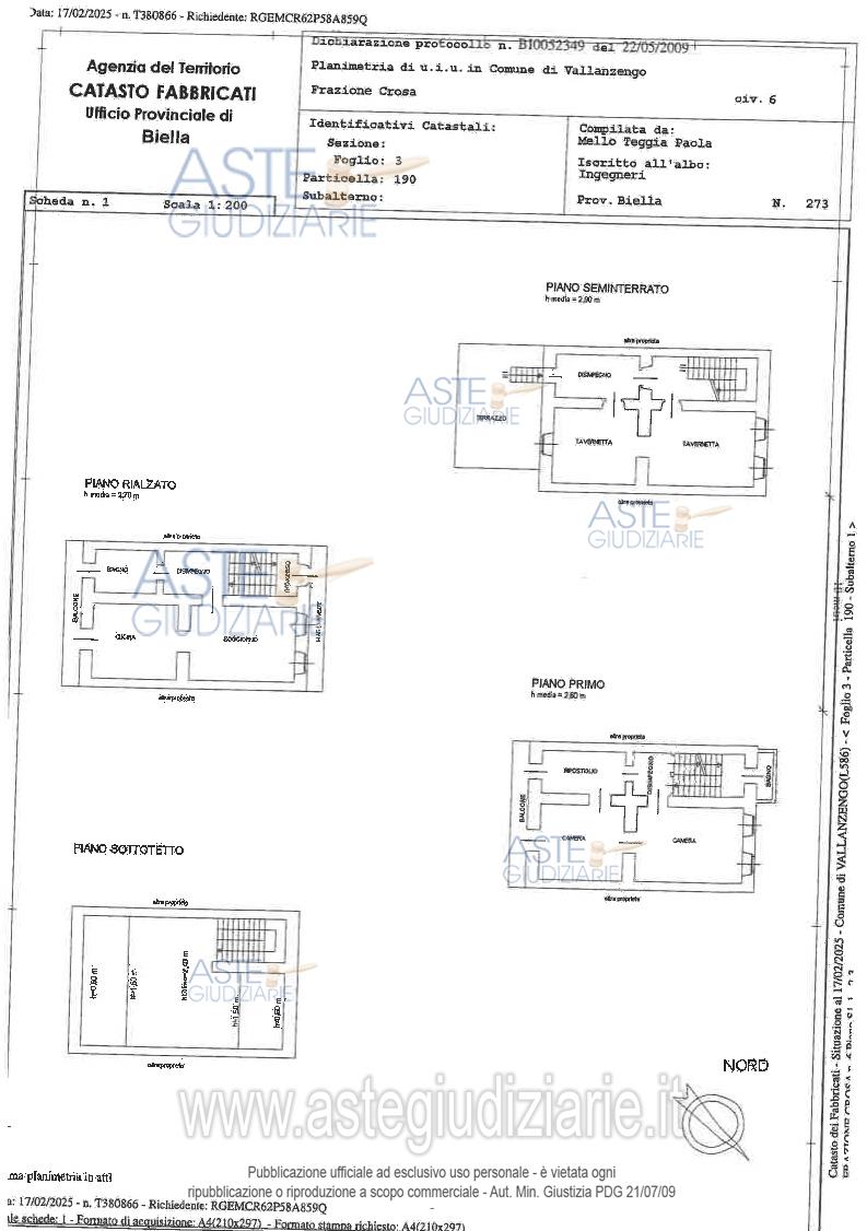 Planimetria del bene