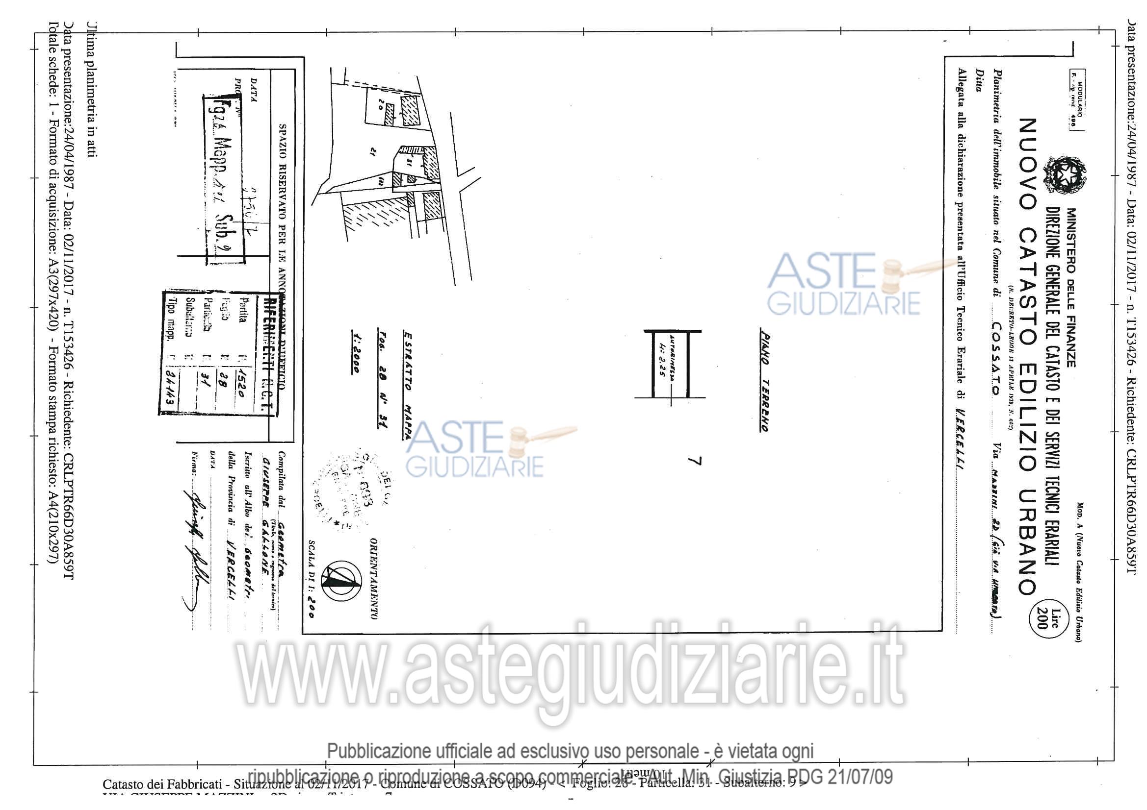 Planimetria del bene