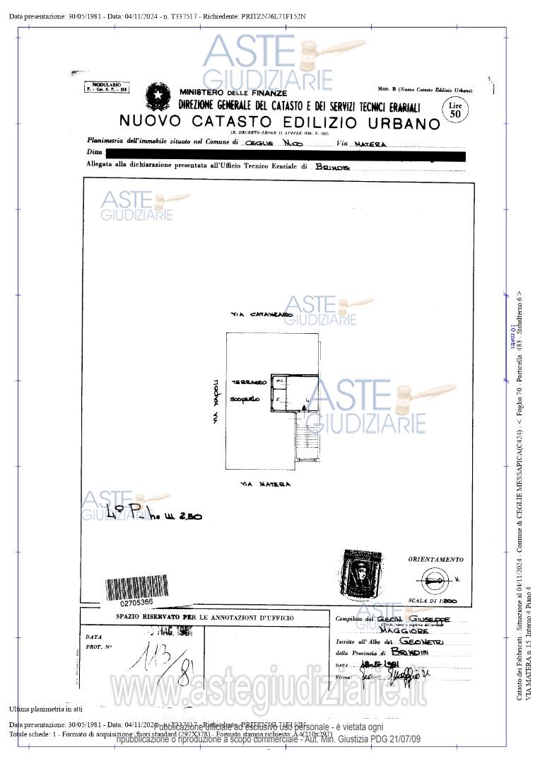 Planimetria del bene