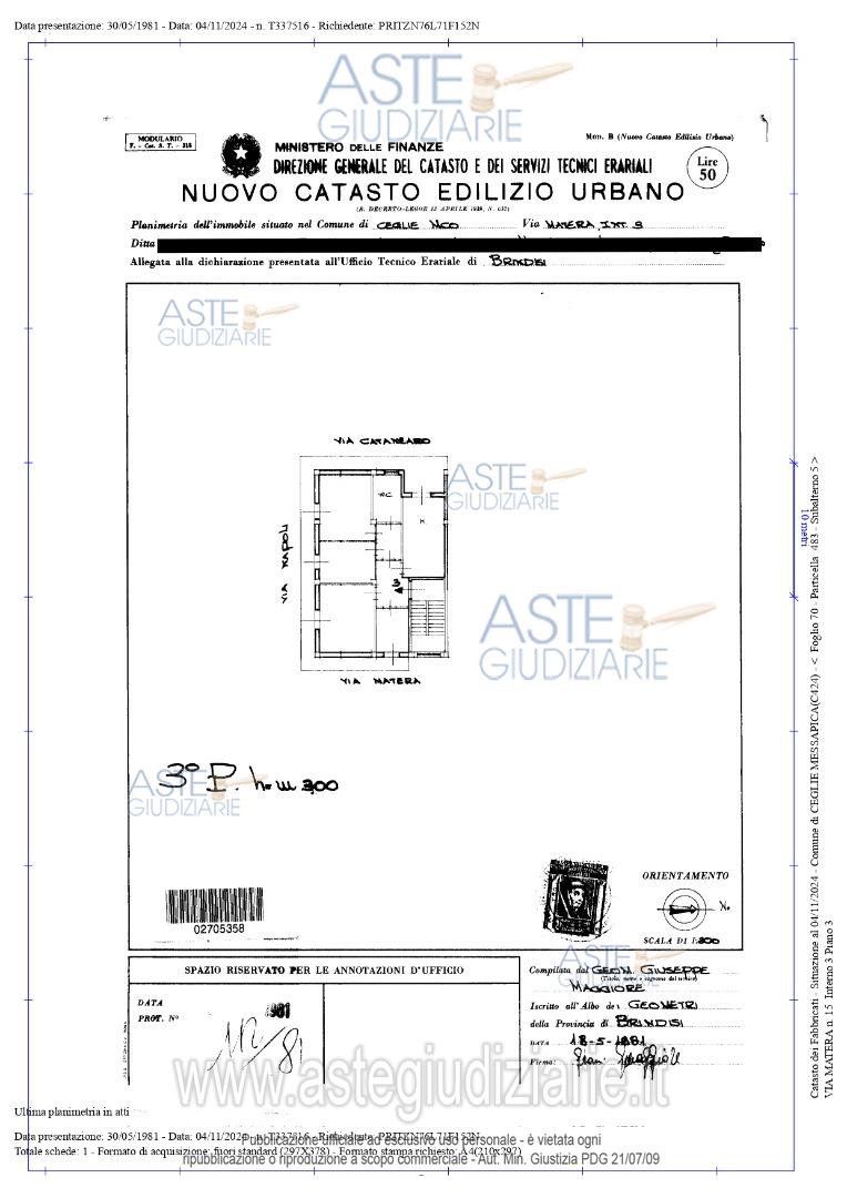 Planimetria del bene
