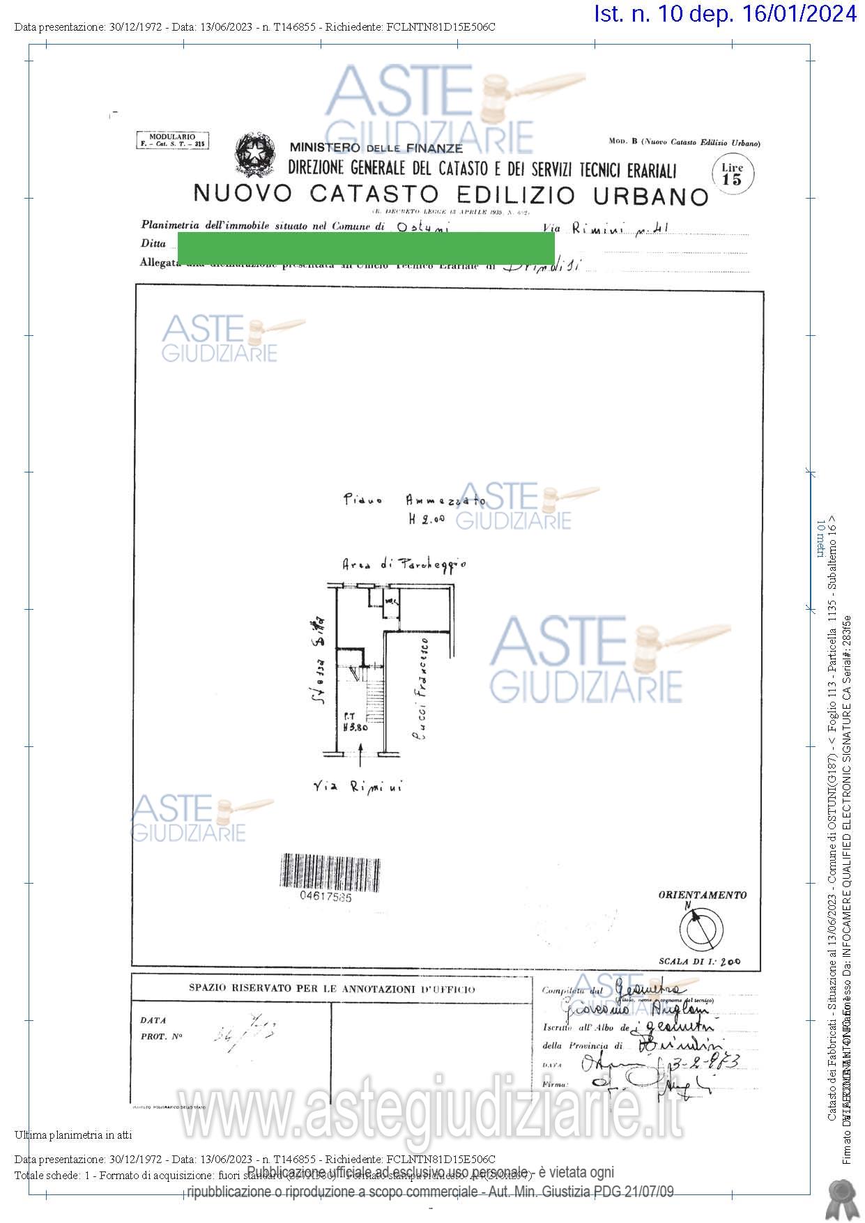 Planimetria del bene