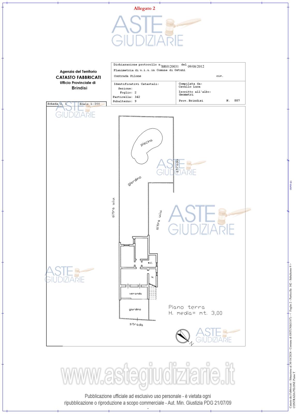 Planimetria del bene