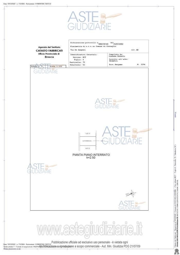 Planimetria del bene