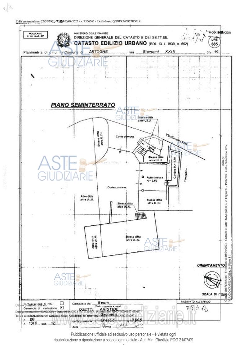 Planimetria del bene