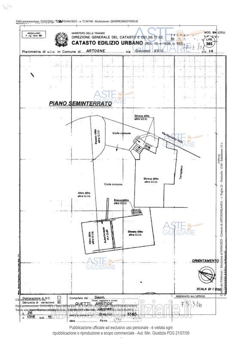 Planimetria del bene