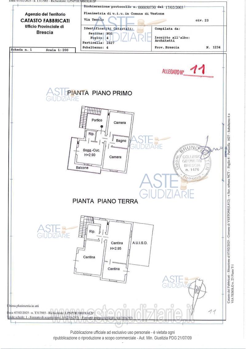 Planimetria del bene