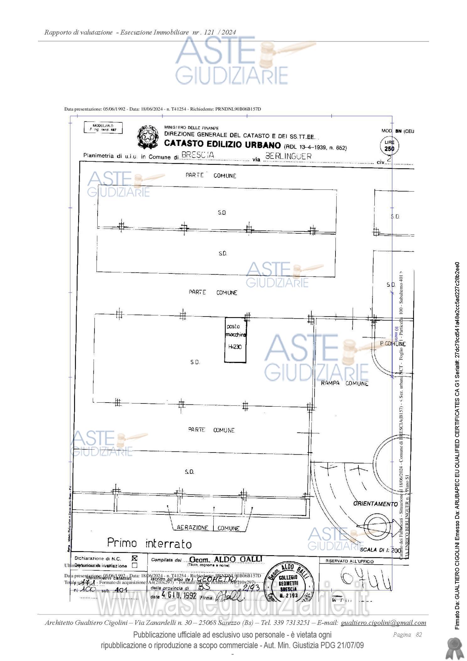 Planimetria del bene