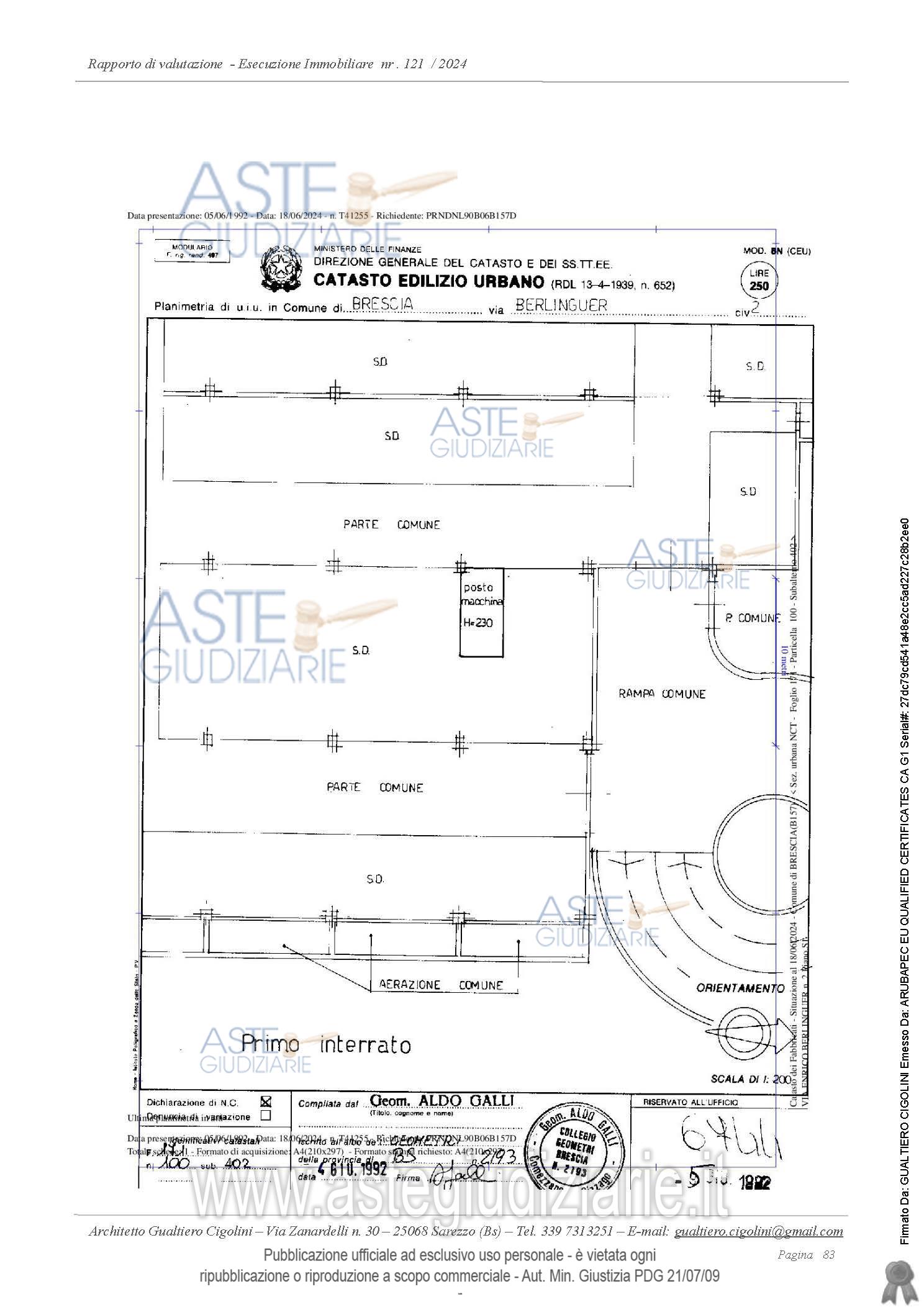 Planimetria del bene