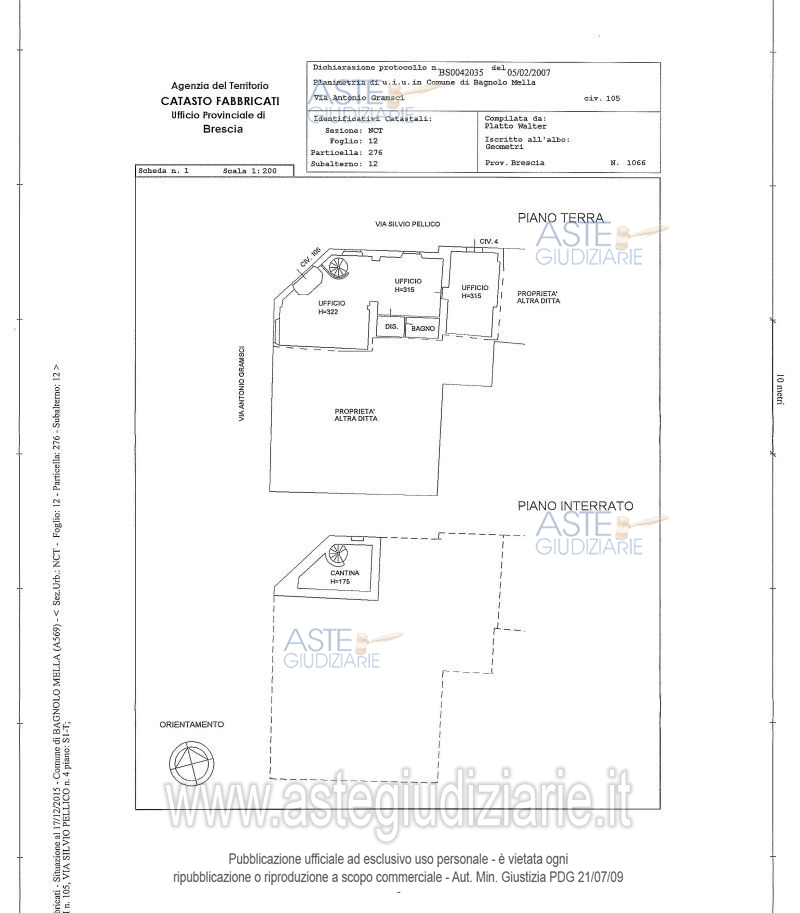 Planimetria del bene