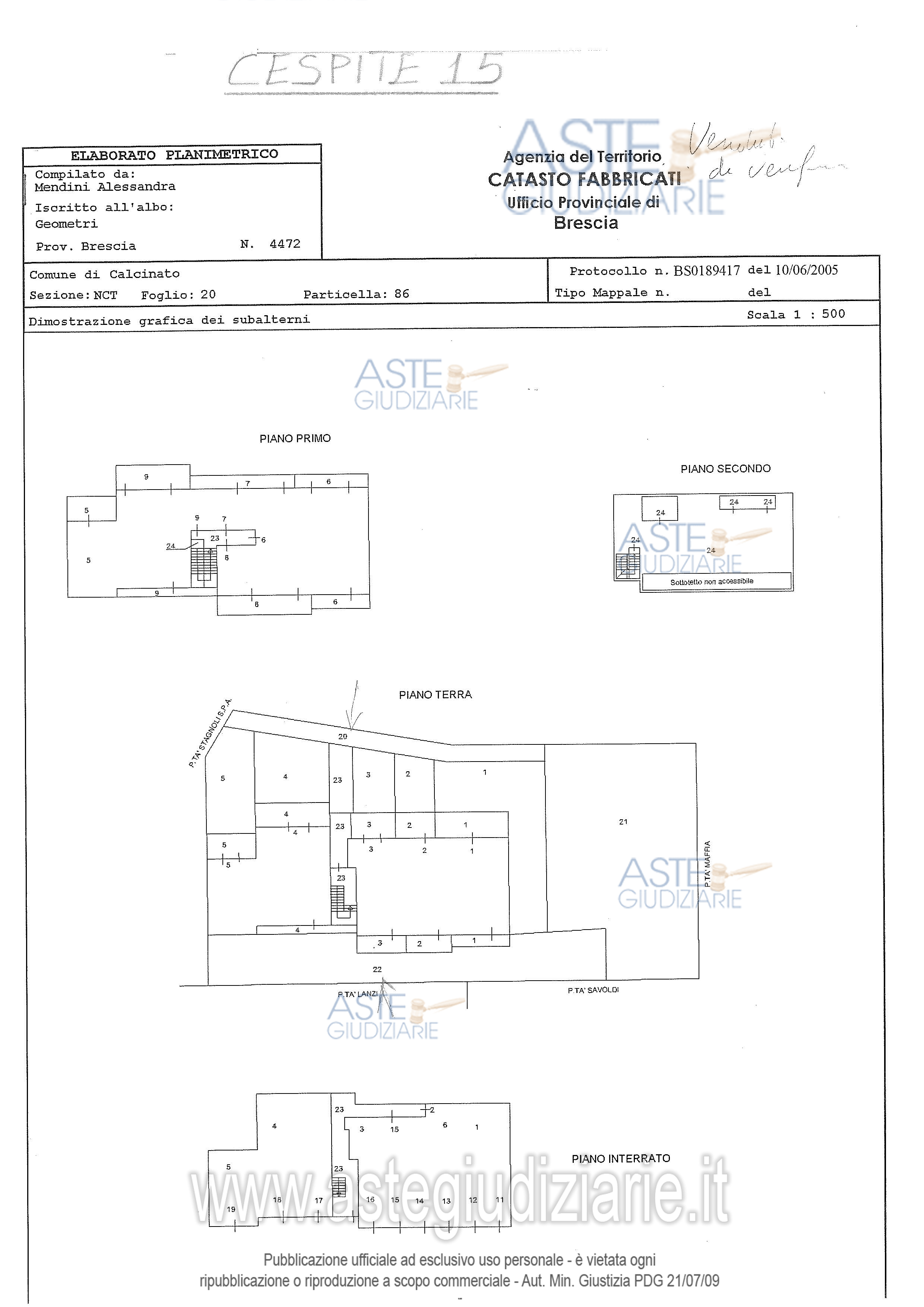 Planimetria del bene