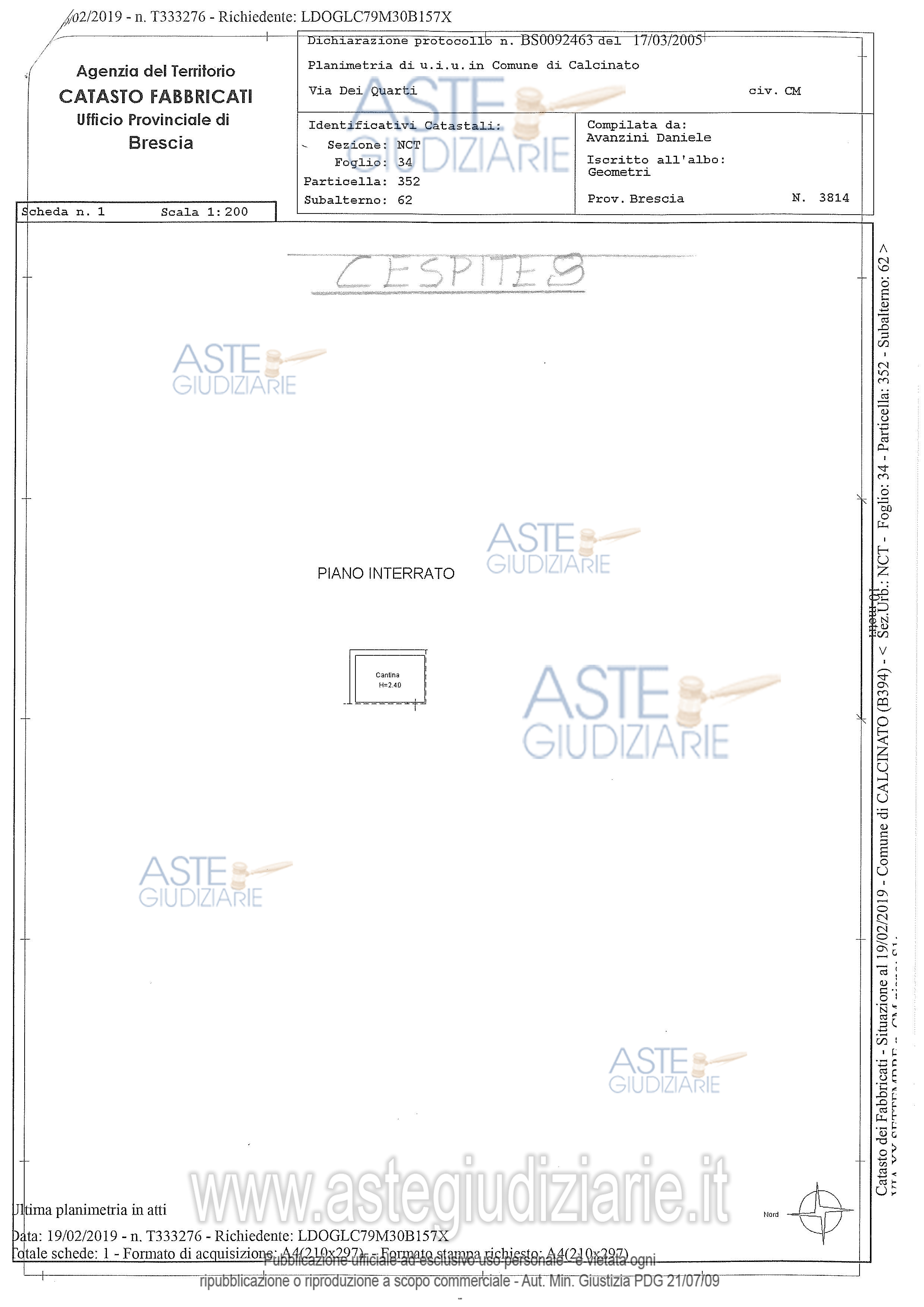 Planimetria del bene