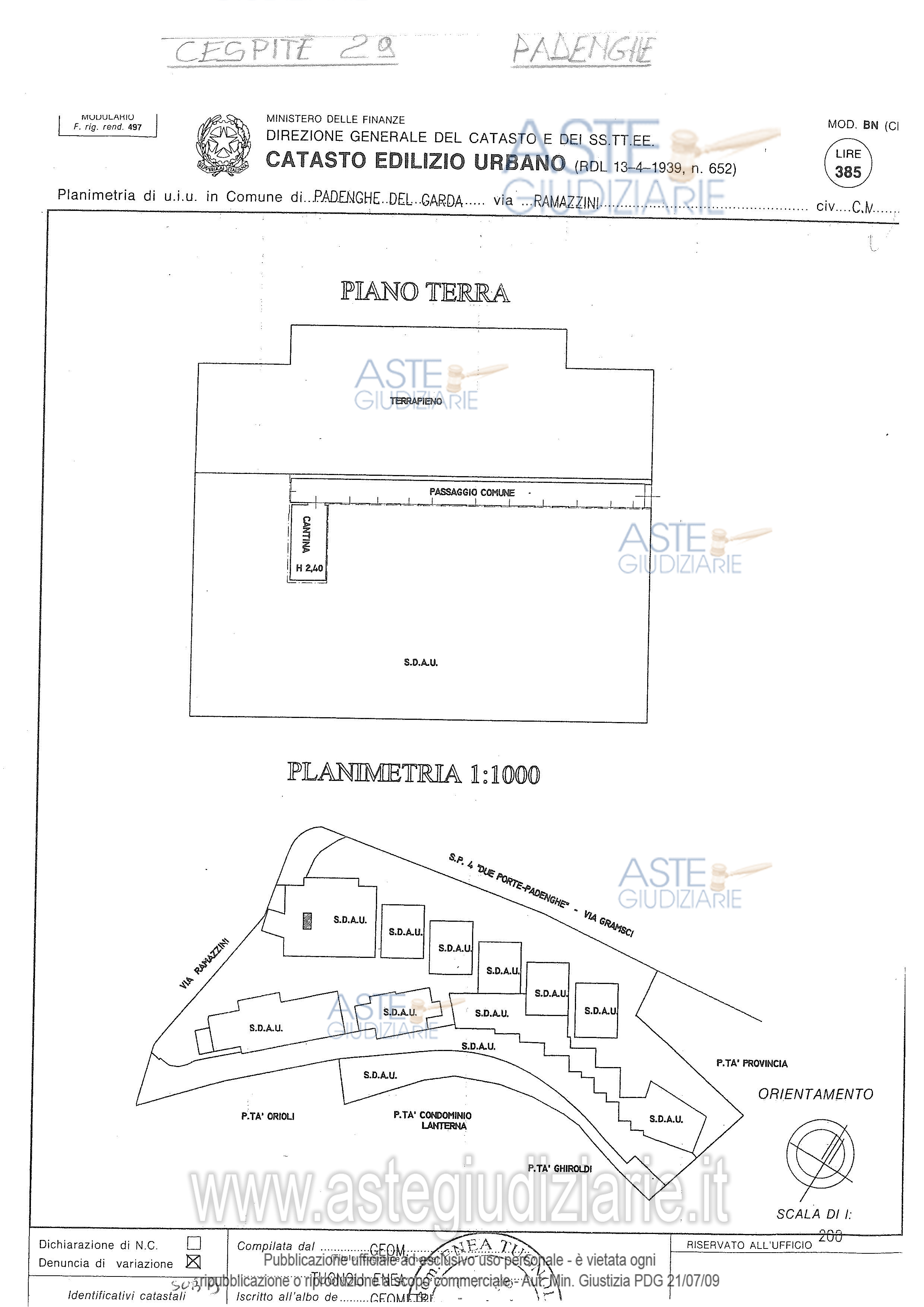 Planimetria del bene