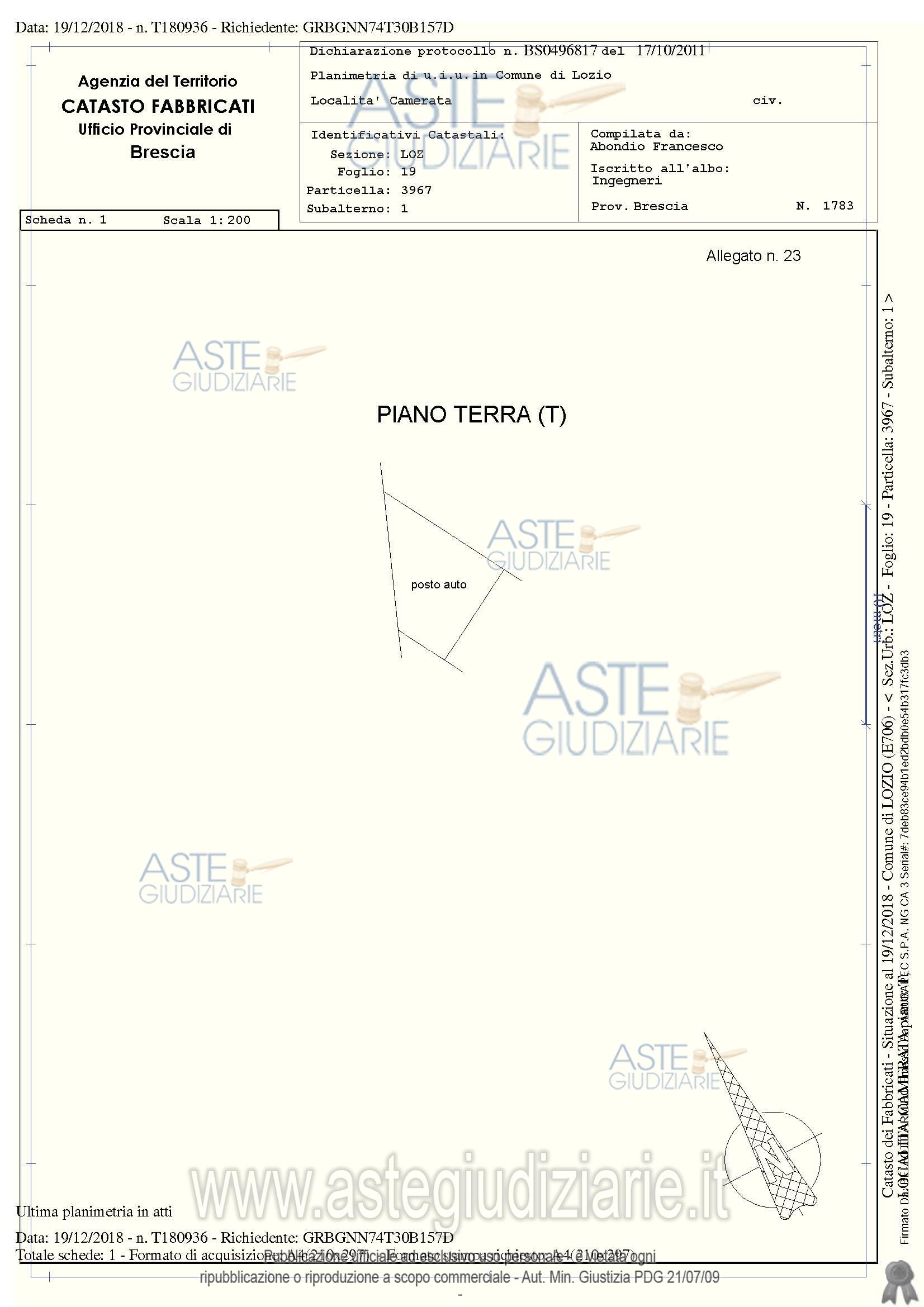 Planimetria del bene