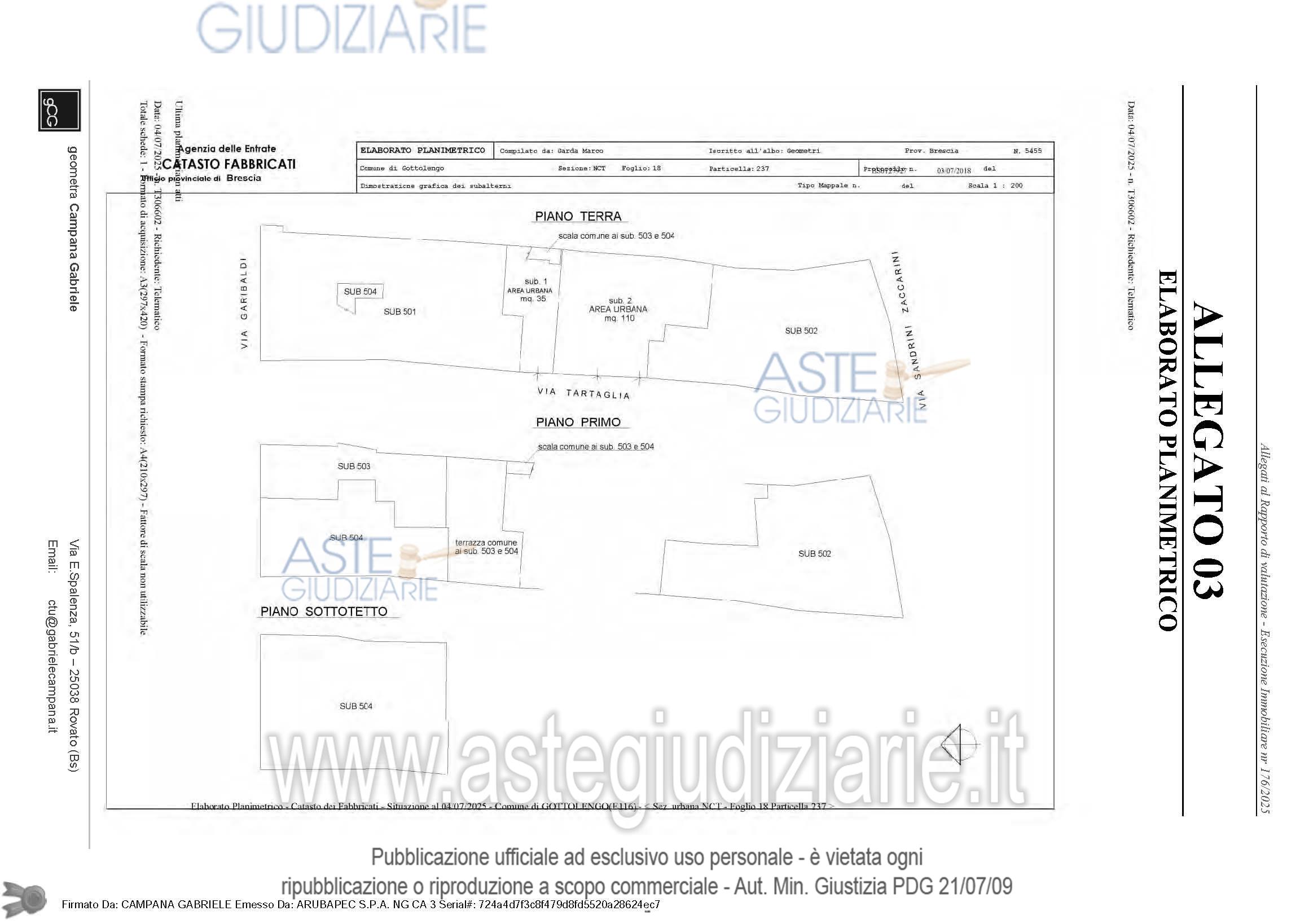 Planimetria del bene