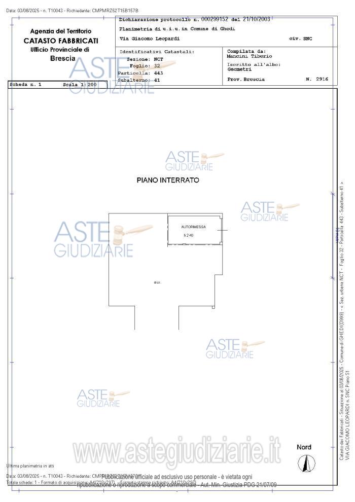 Planimetria del bene