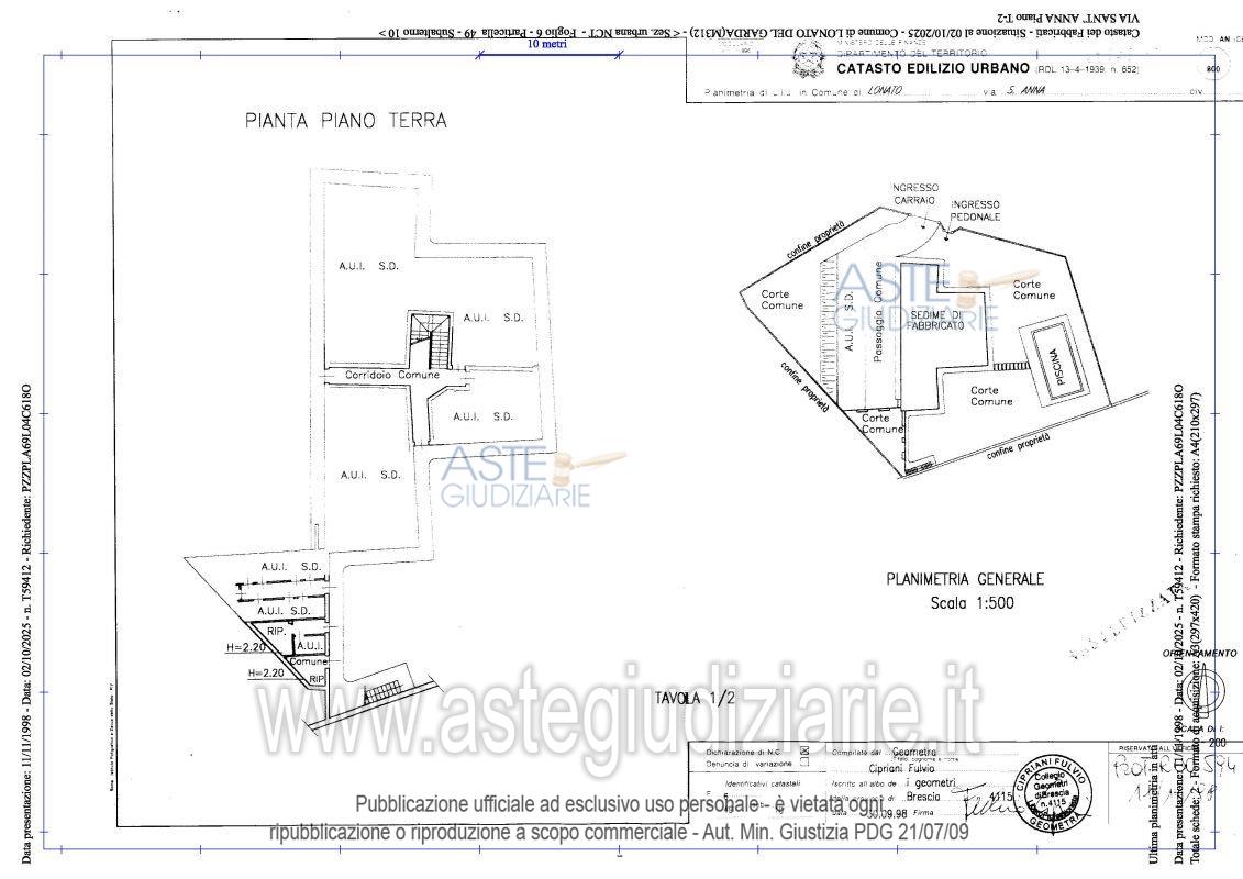 Planimetria del bene