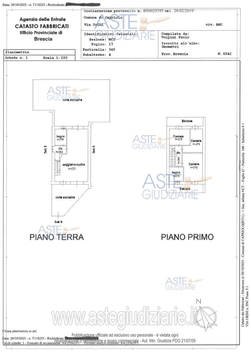 Planimetria del bene