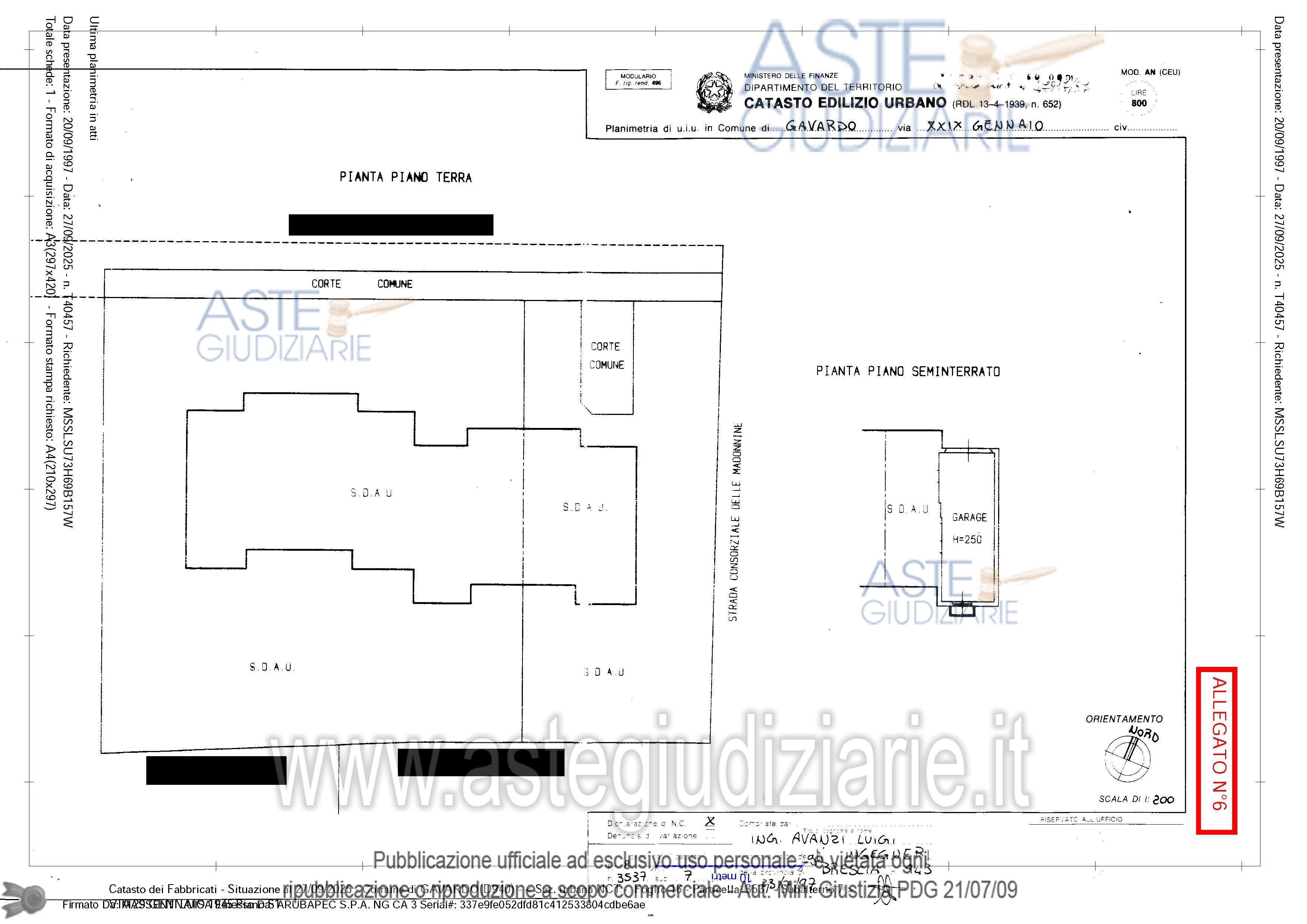 Planimetria del bene