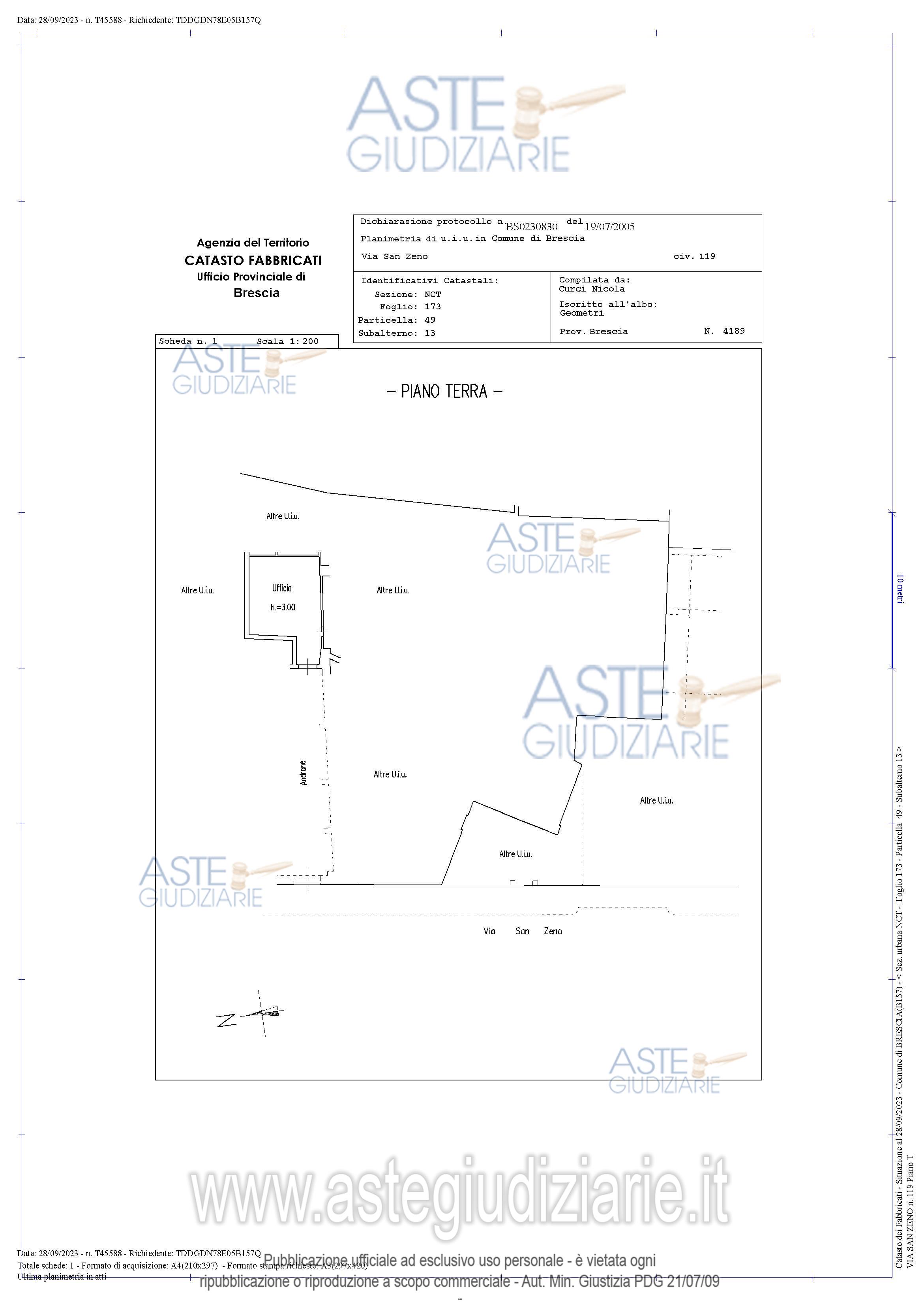 Planimetria del bene