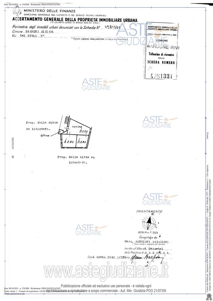 Planimetria del bene