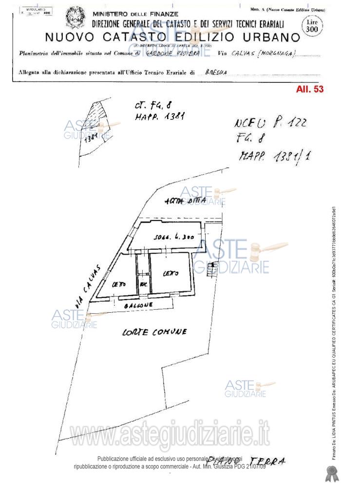 Planimetria del bene