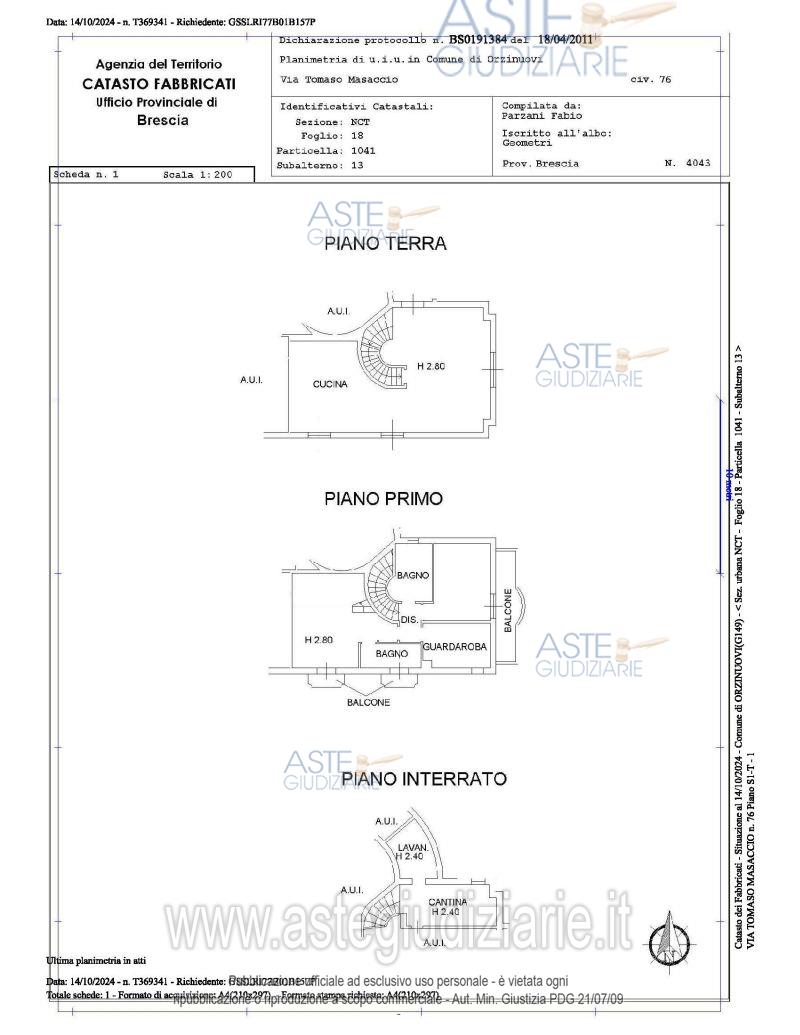 Planimetria del bene