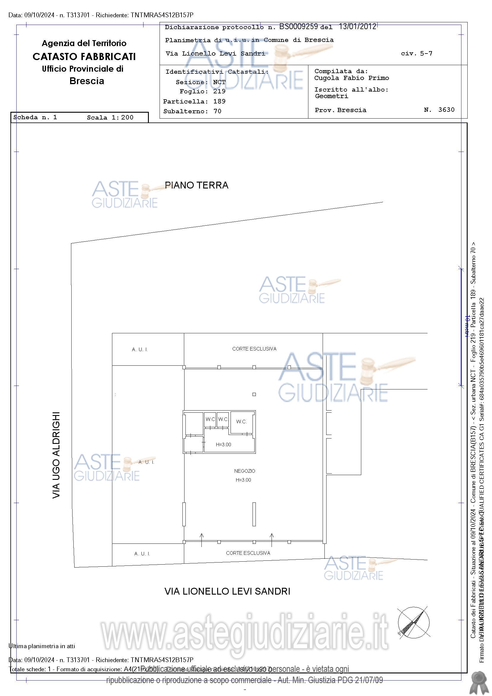 Planimetria del bene