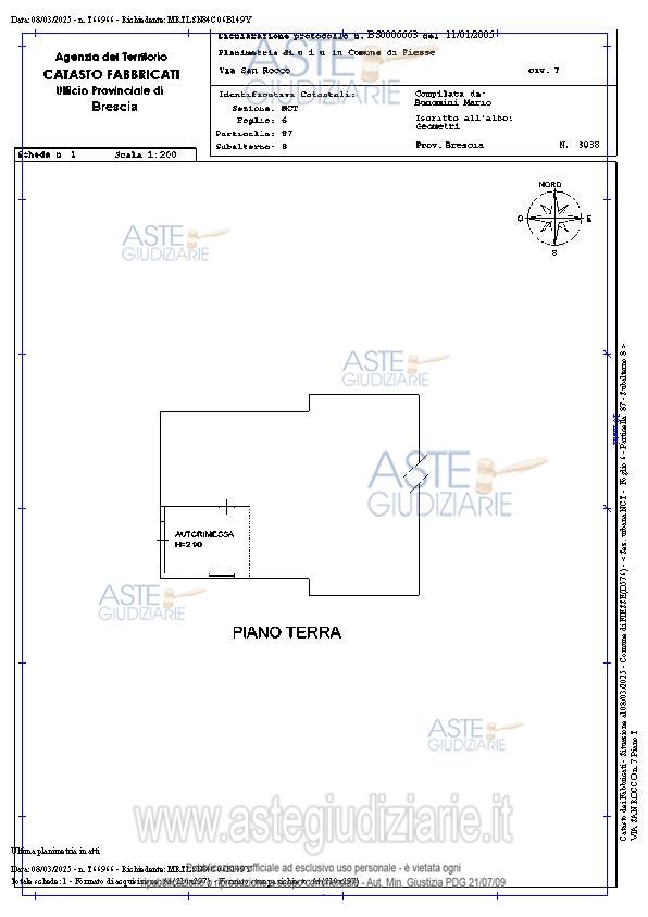 Planimetria del bene