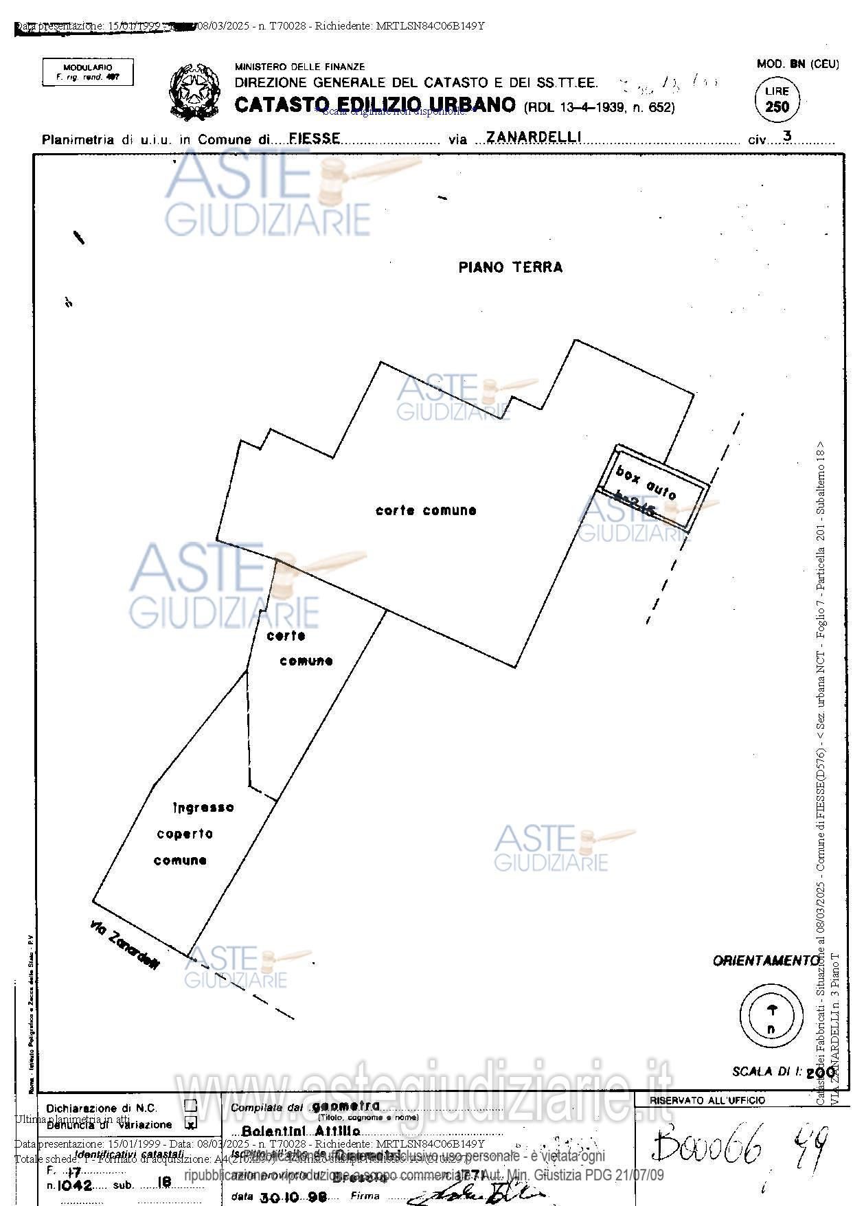 Planimetria del bene