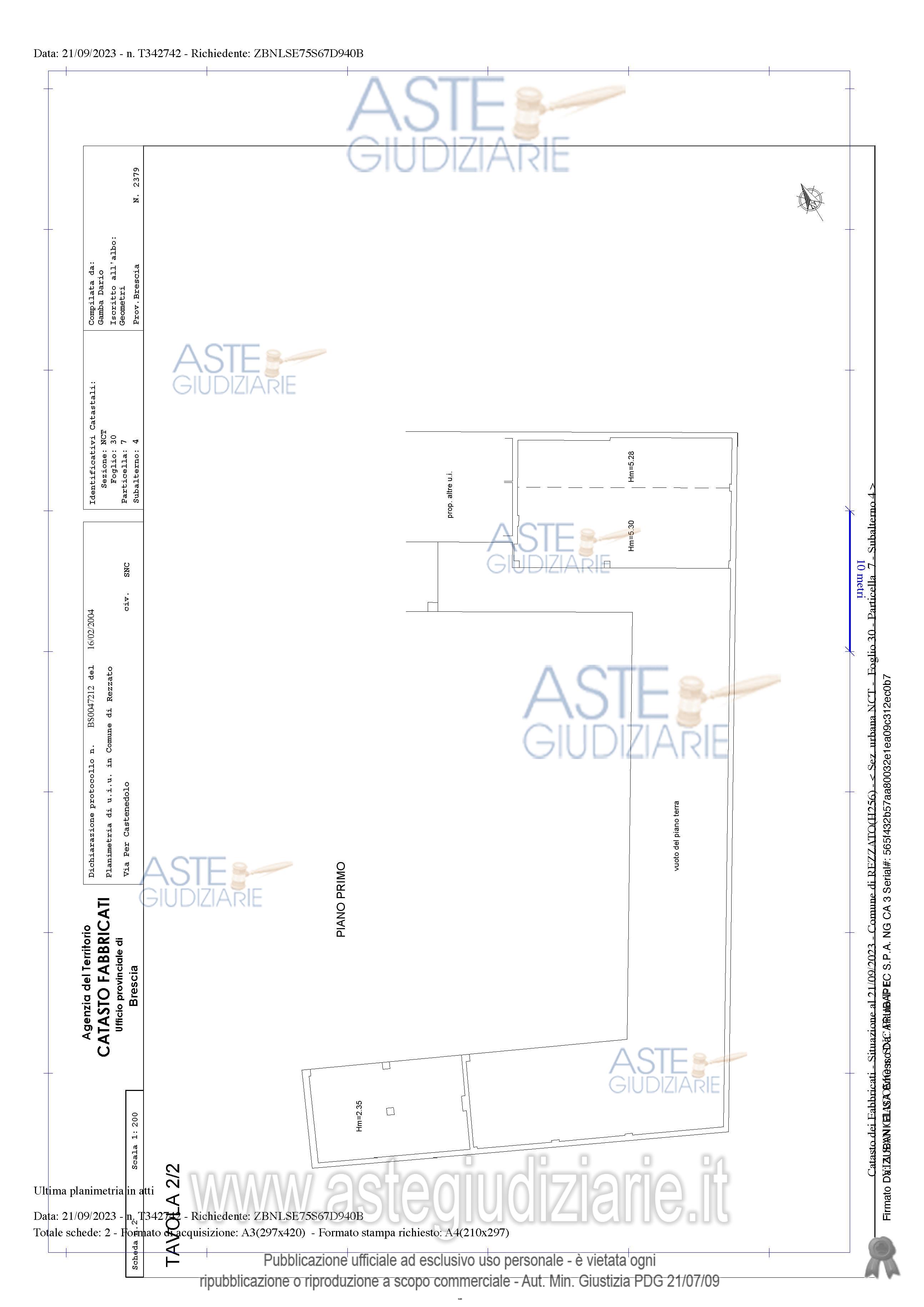 Planimetria del bene