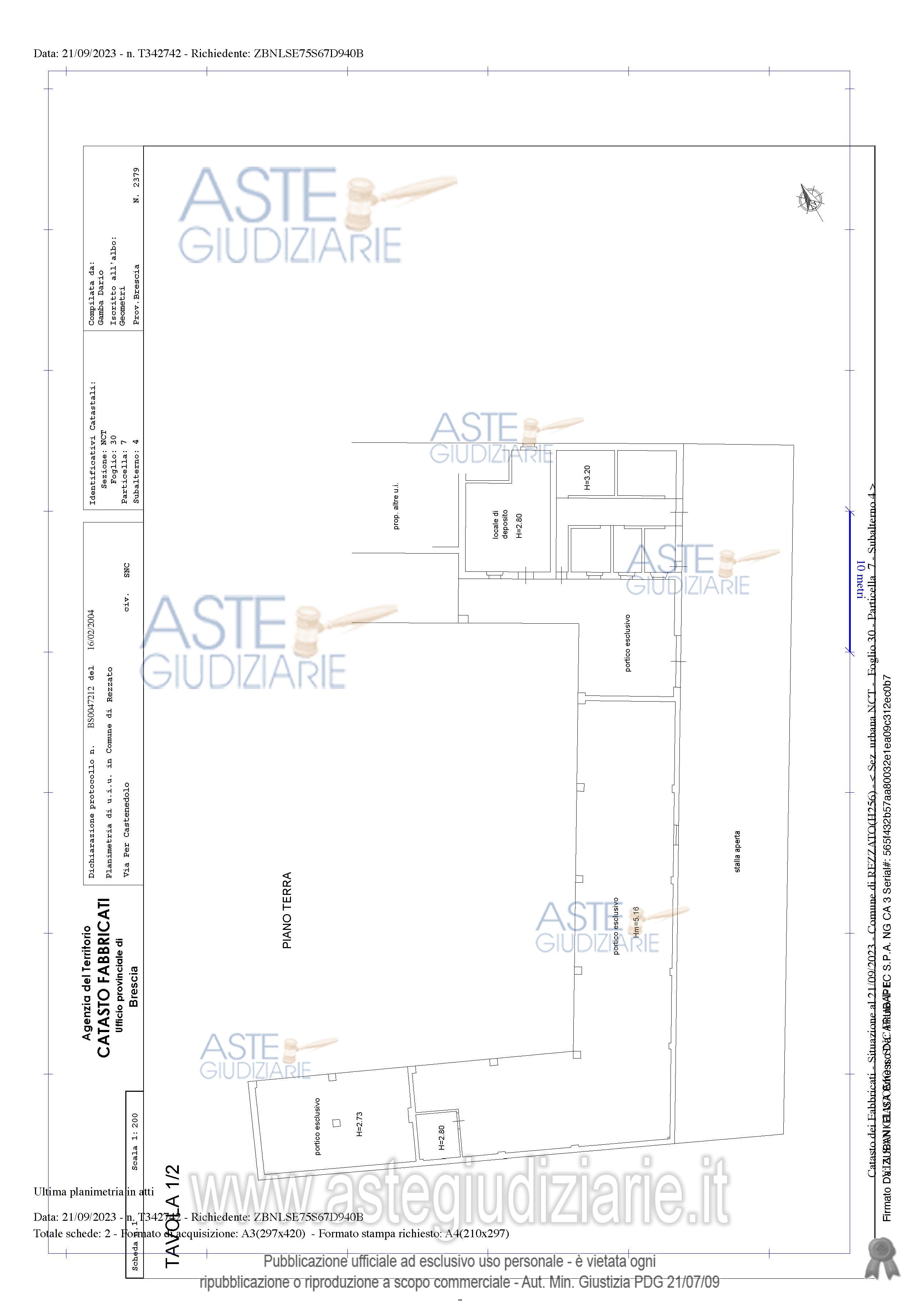 Planimetria del bene