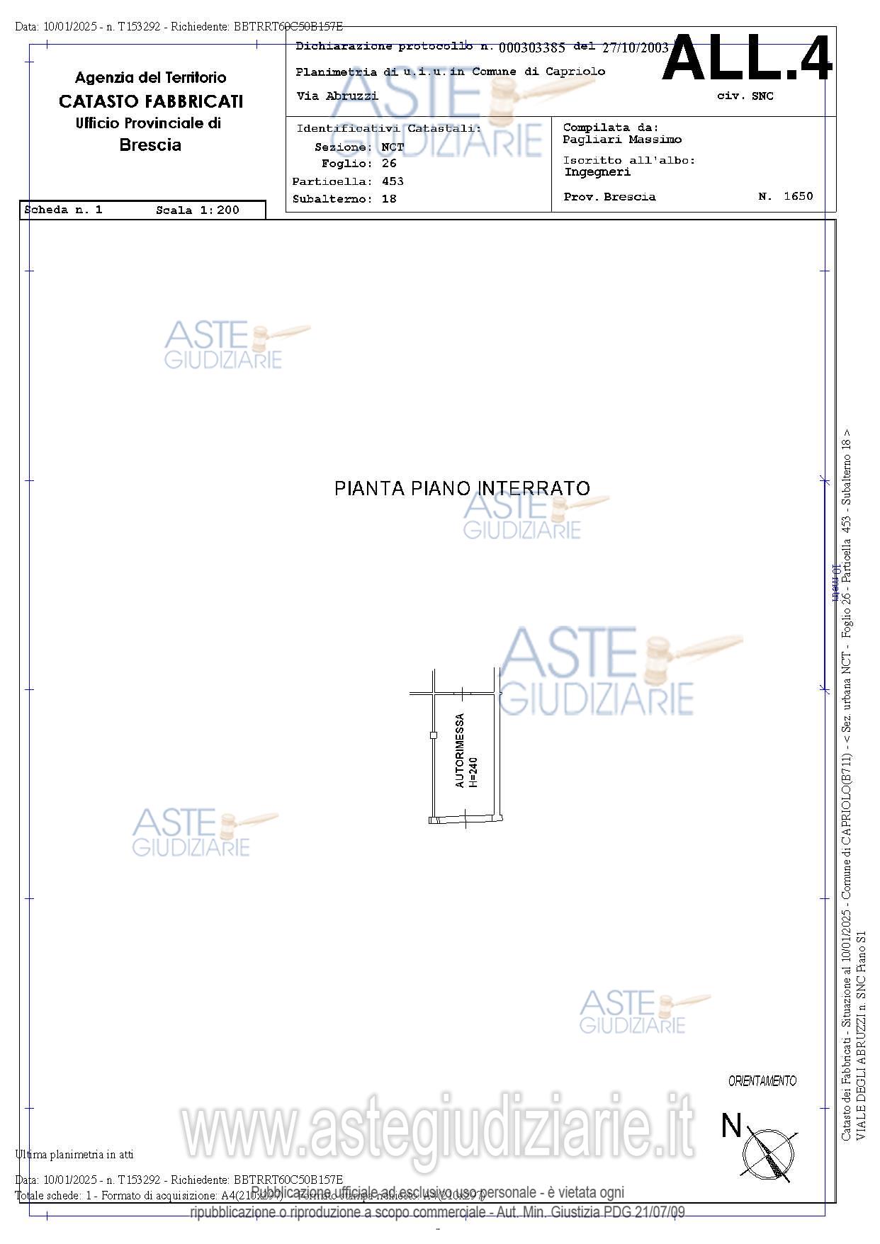 Planimetria del bene