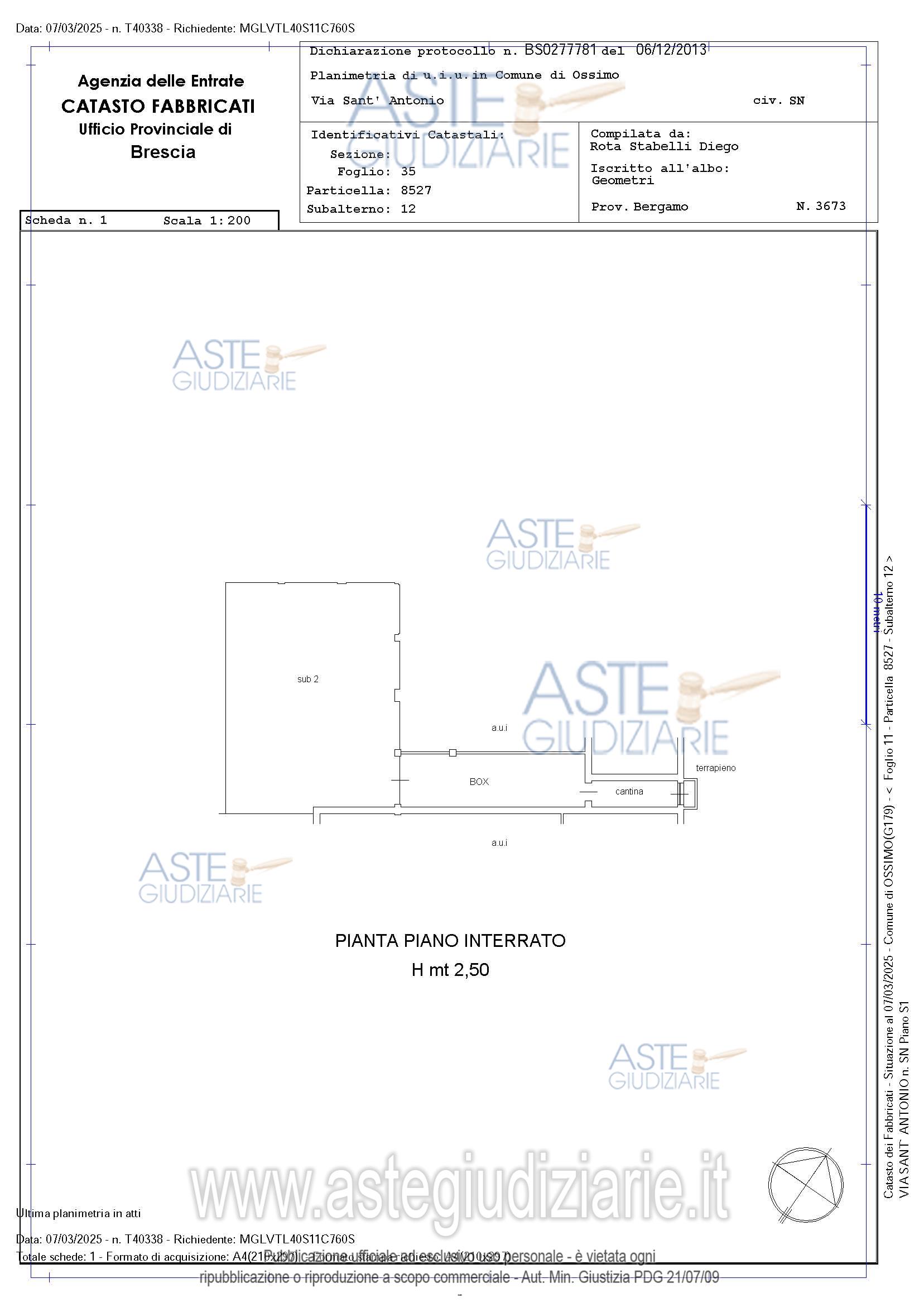 Planimetria del bene