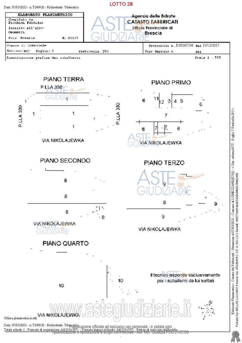Planimetria del bene