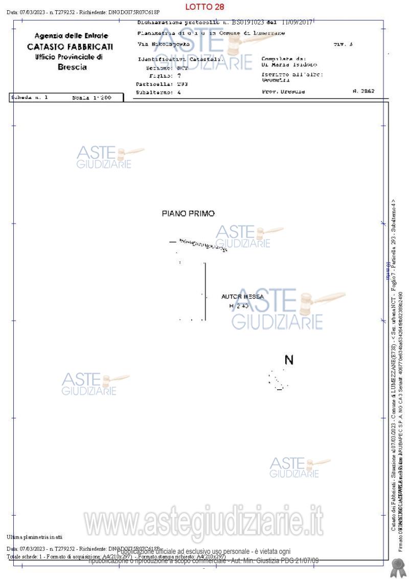 Planimetria del bene
