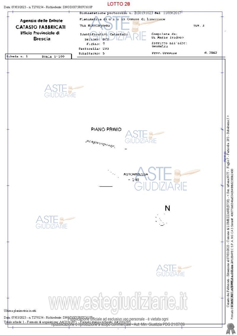 Planimetria del bene