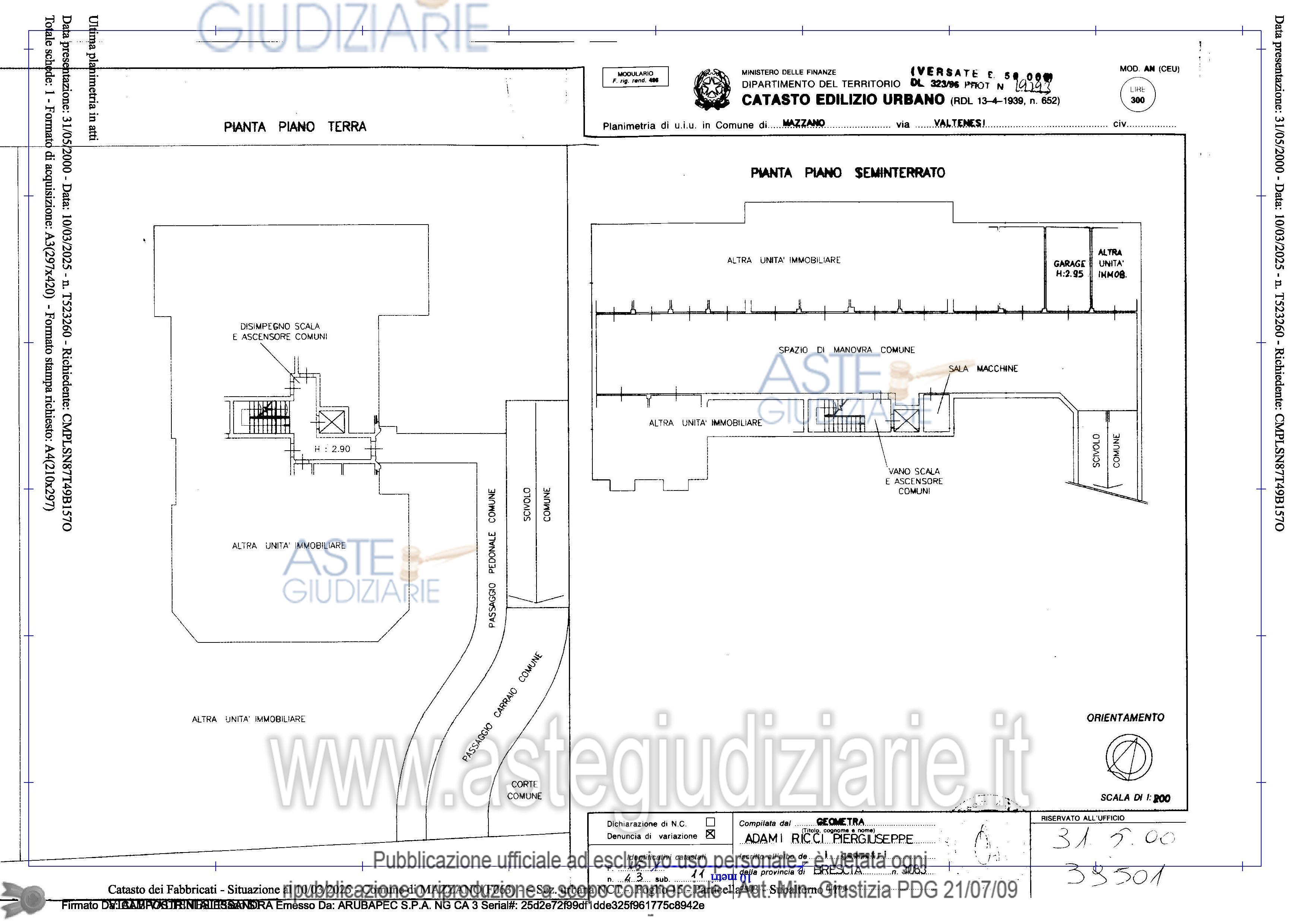 Planimetria del bene