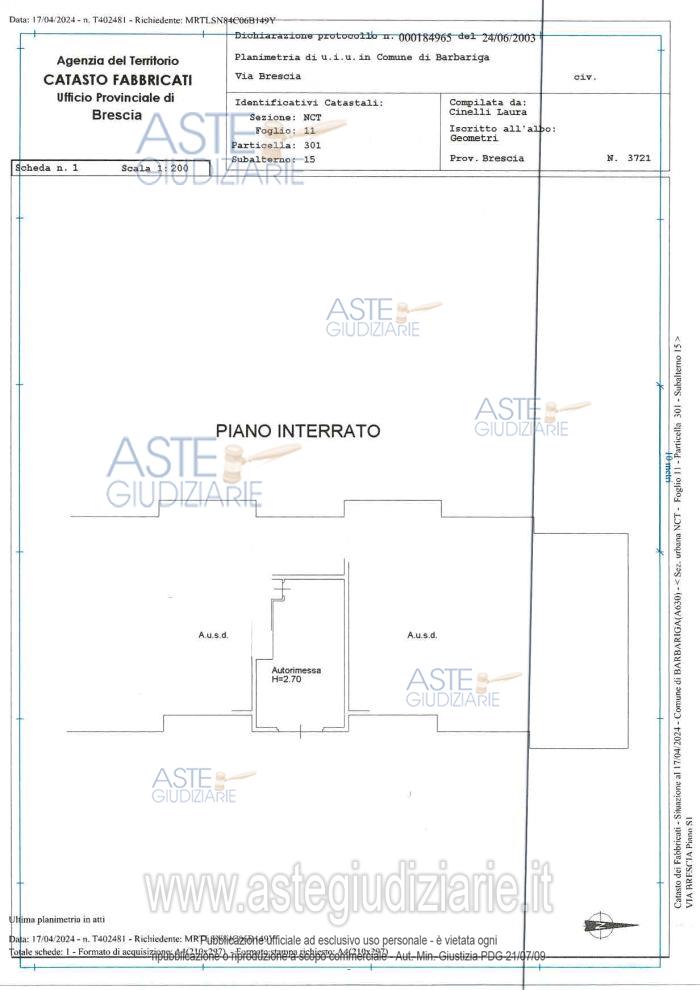Planimetria del bene