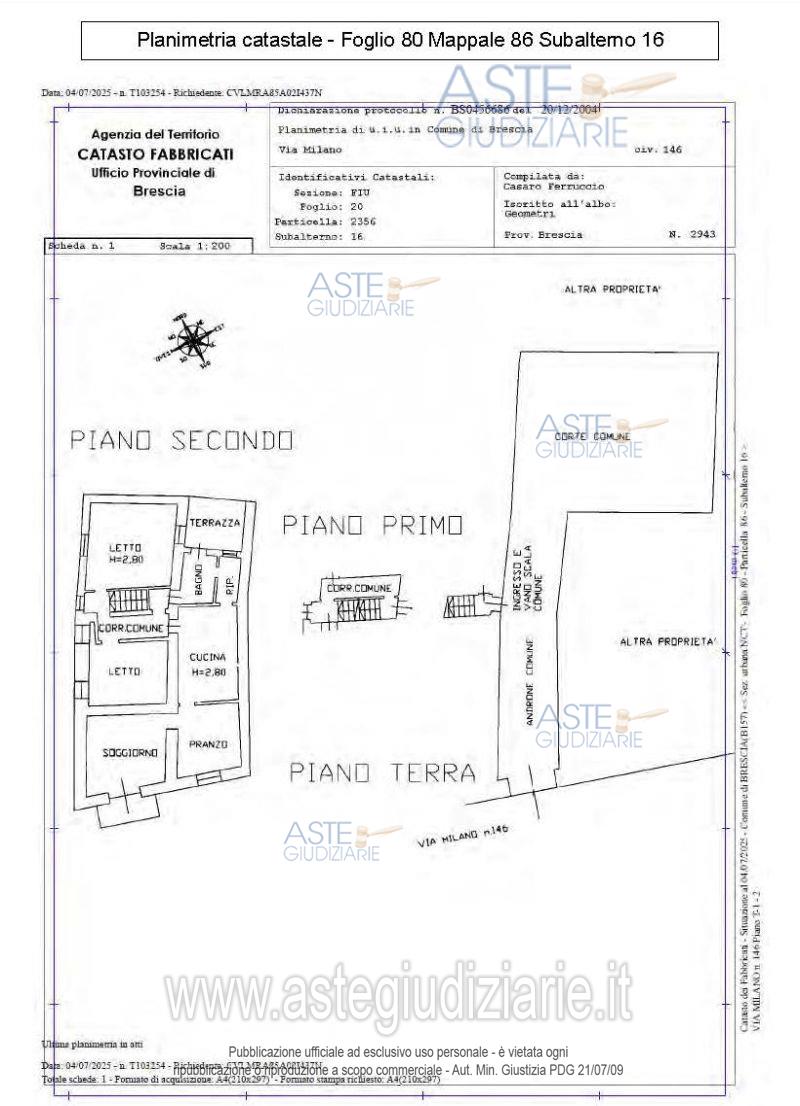 Planimetria del bene