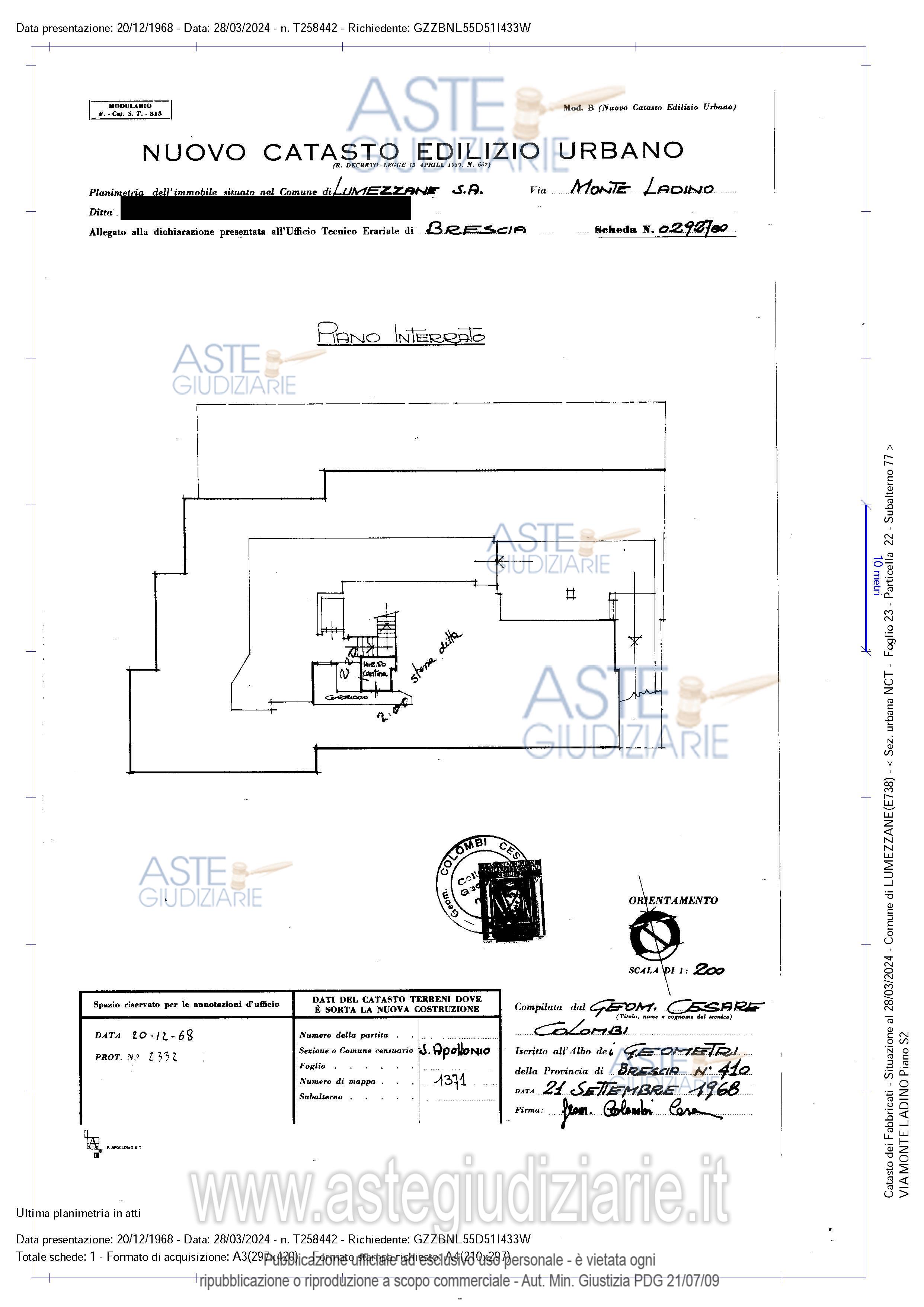 Planimetria del bene