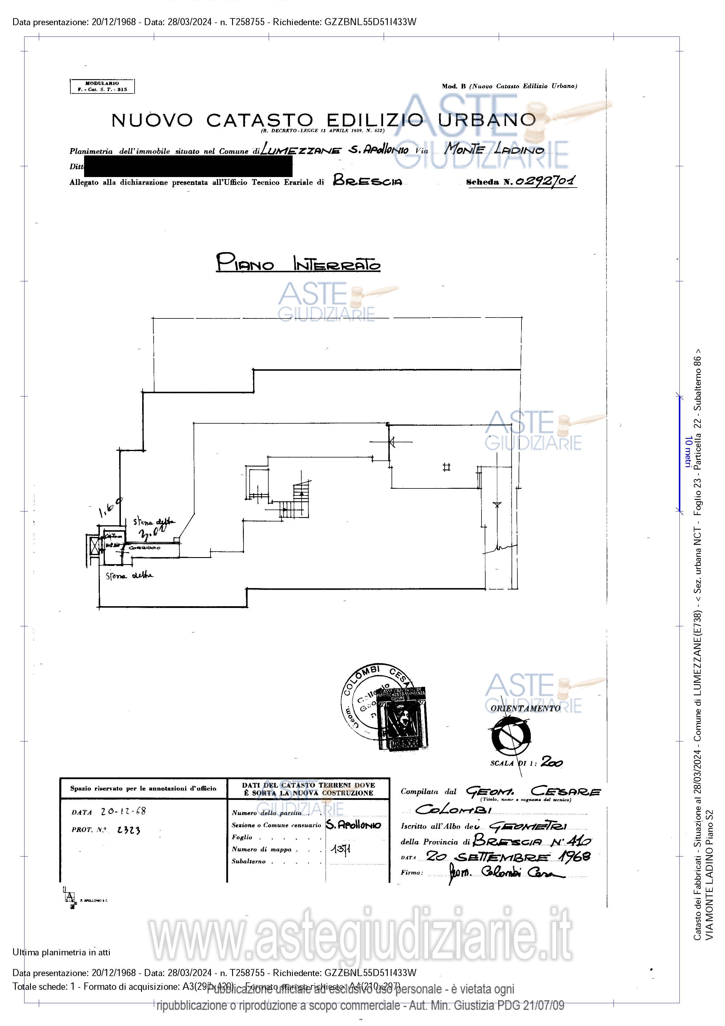 Planimetria del bene