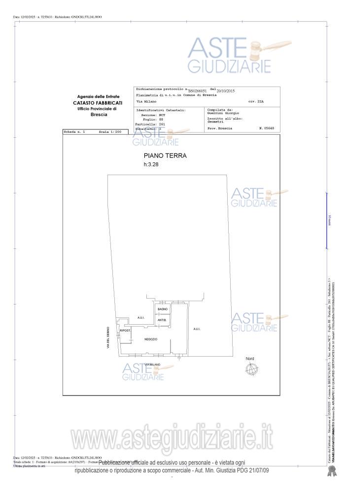 Planimetria del bene