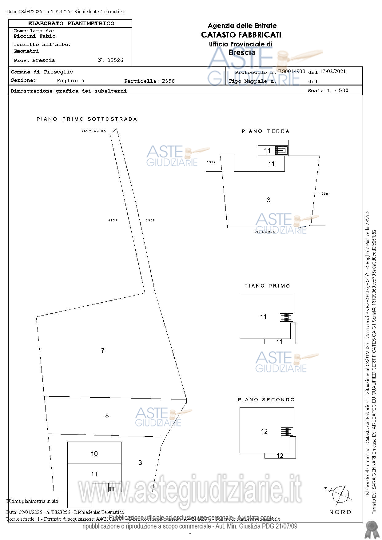 Planimetria del bene